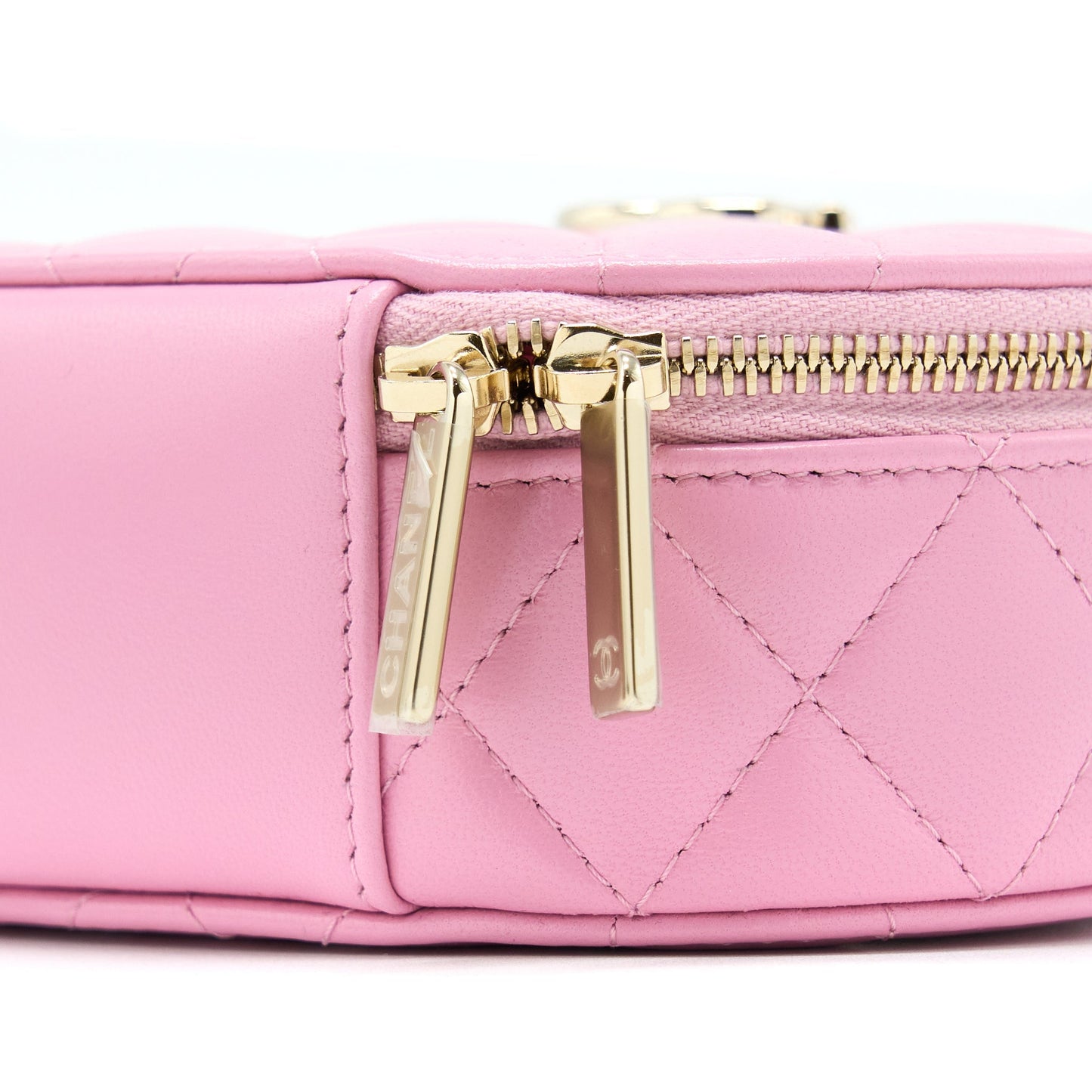 Chanel 22S Top Handle Mini Round Vanity Clutch Lambskin Pink L