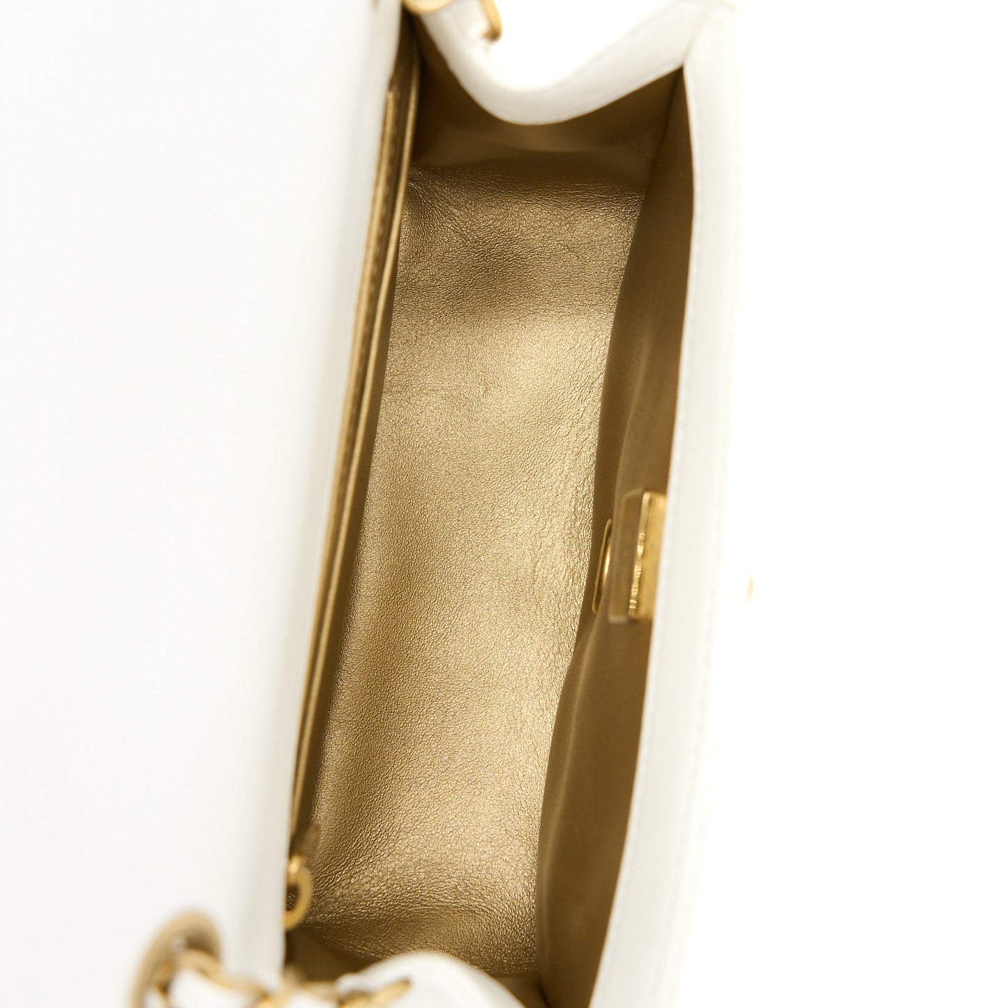 Chanel Pearl Crush Mini Square Lambskin White Brushed  (Microchip)