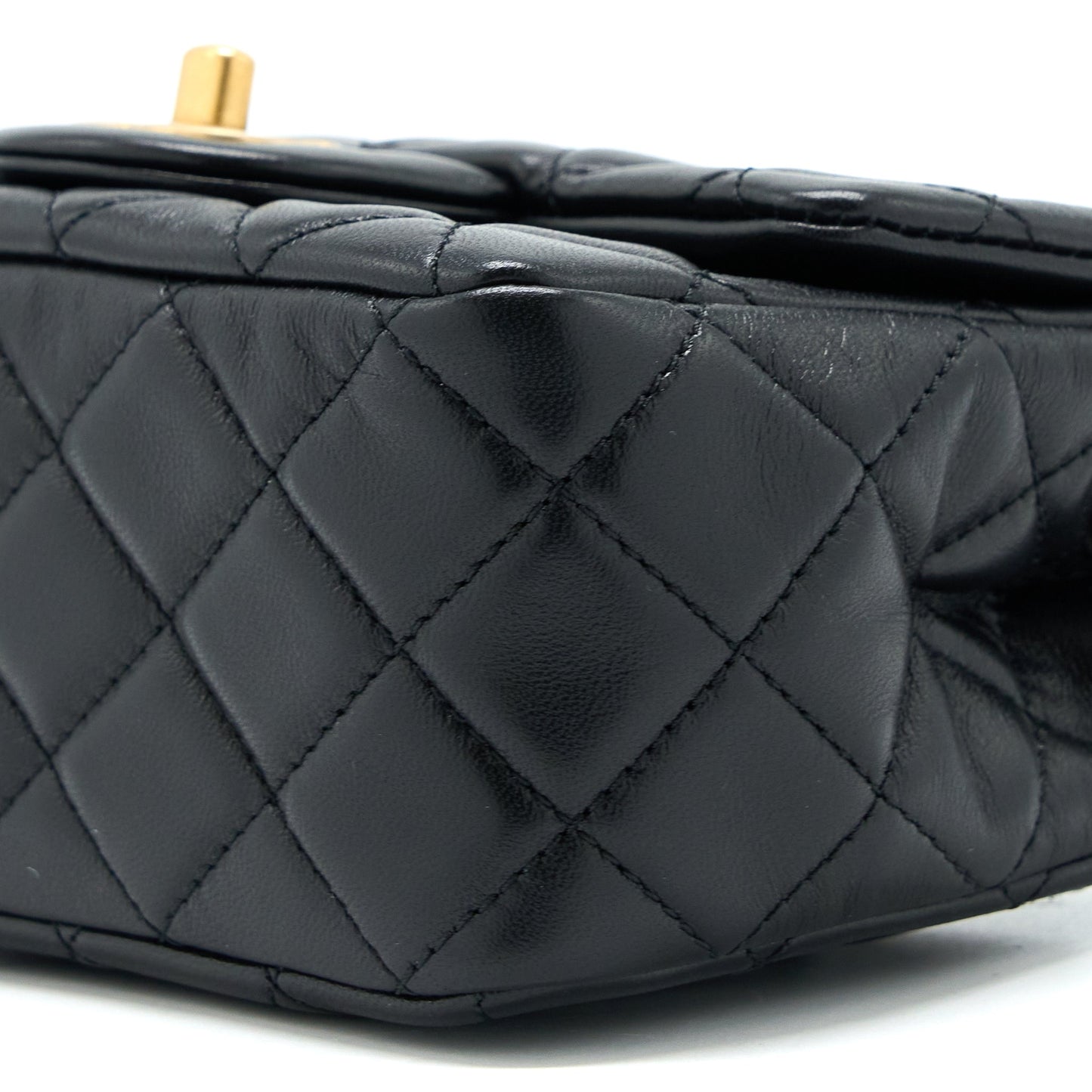 Chanel 22S Pearl Crush Mini Square Flap Bag Lambskin Black (Microchip)