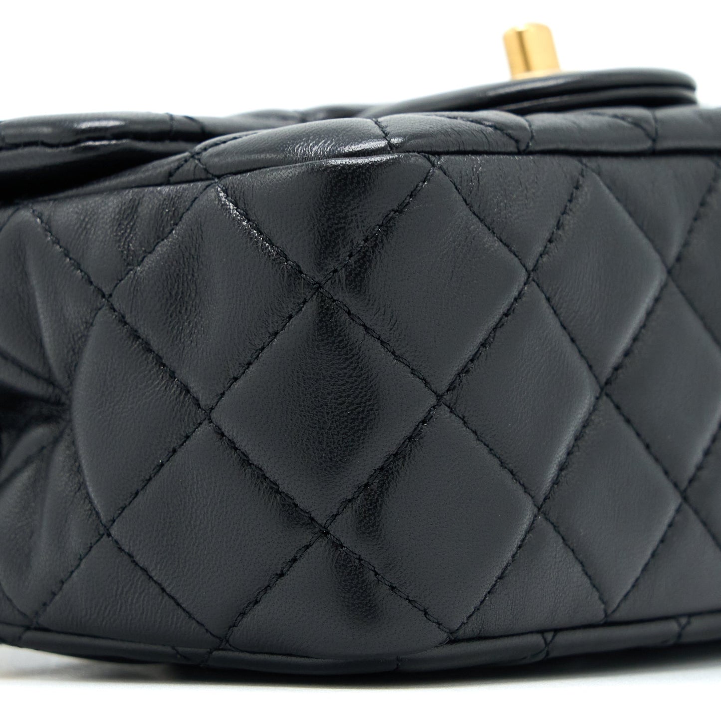 Chanel 22S Pearl Crush Mini Square Flap Bag Lambskin Black (Microchip)