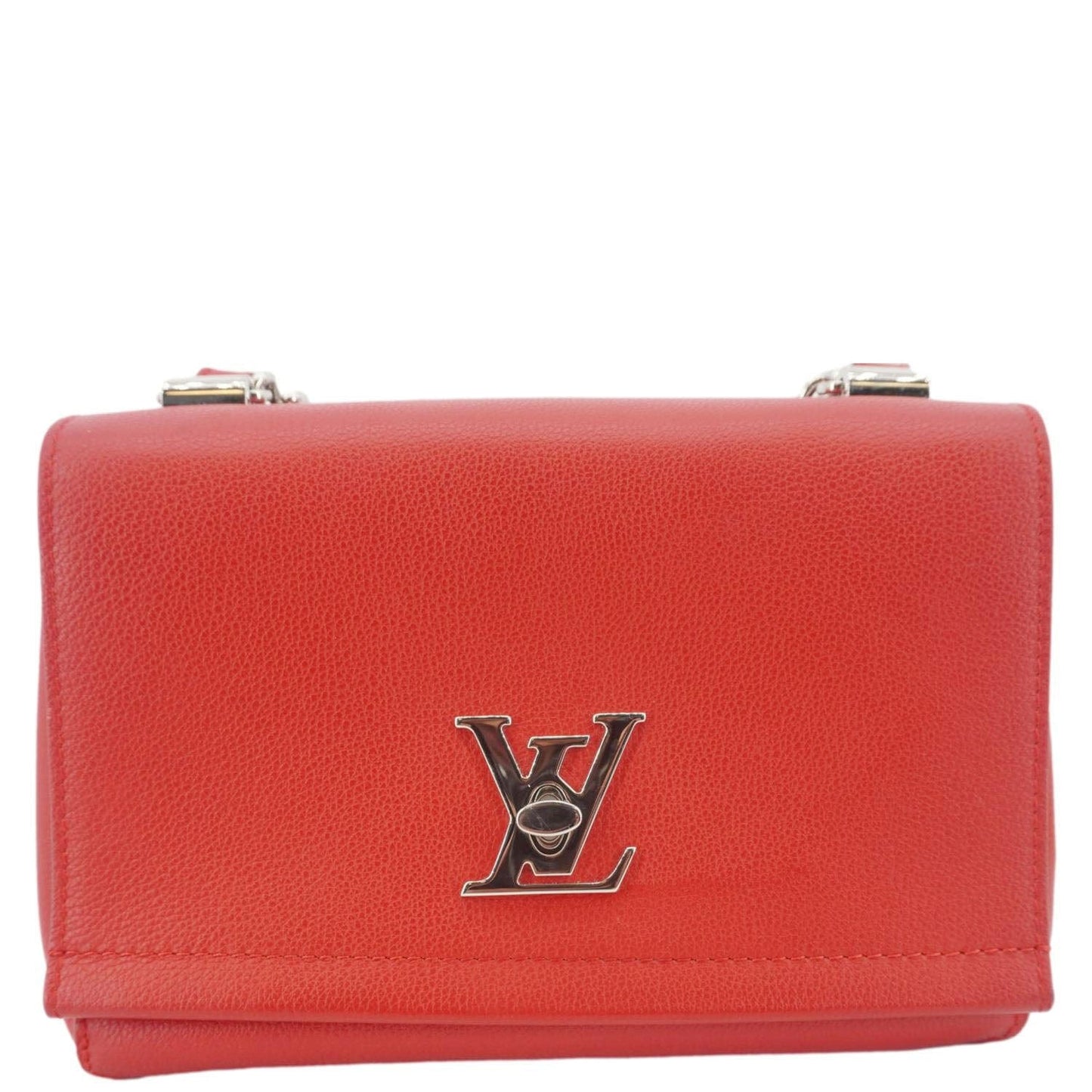LOUIS VUITTON Lockme II BB  Pebbled Leather Crossbody Bag Rubis