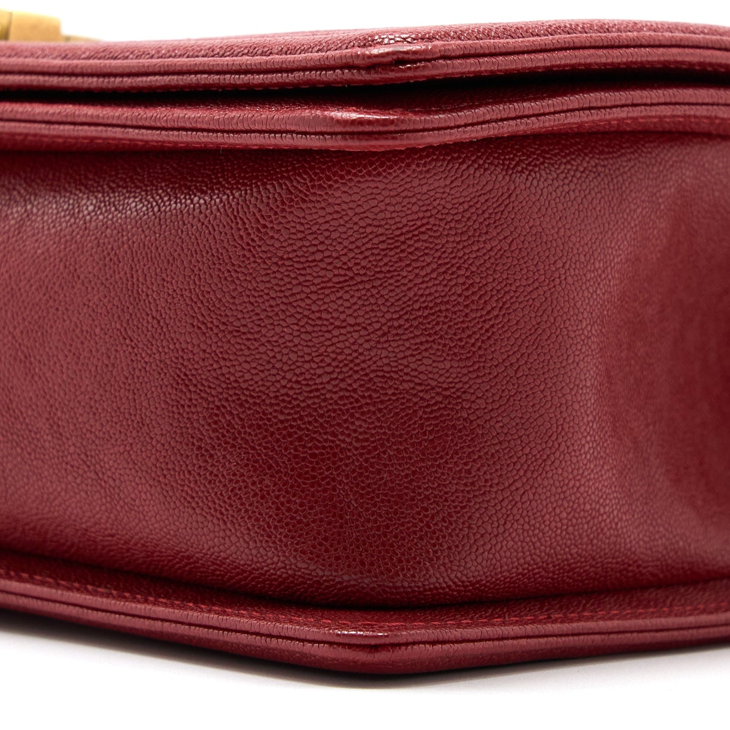 Chanel Medium Boy Bag Grained Calfskin Red Brushed