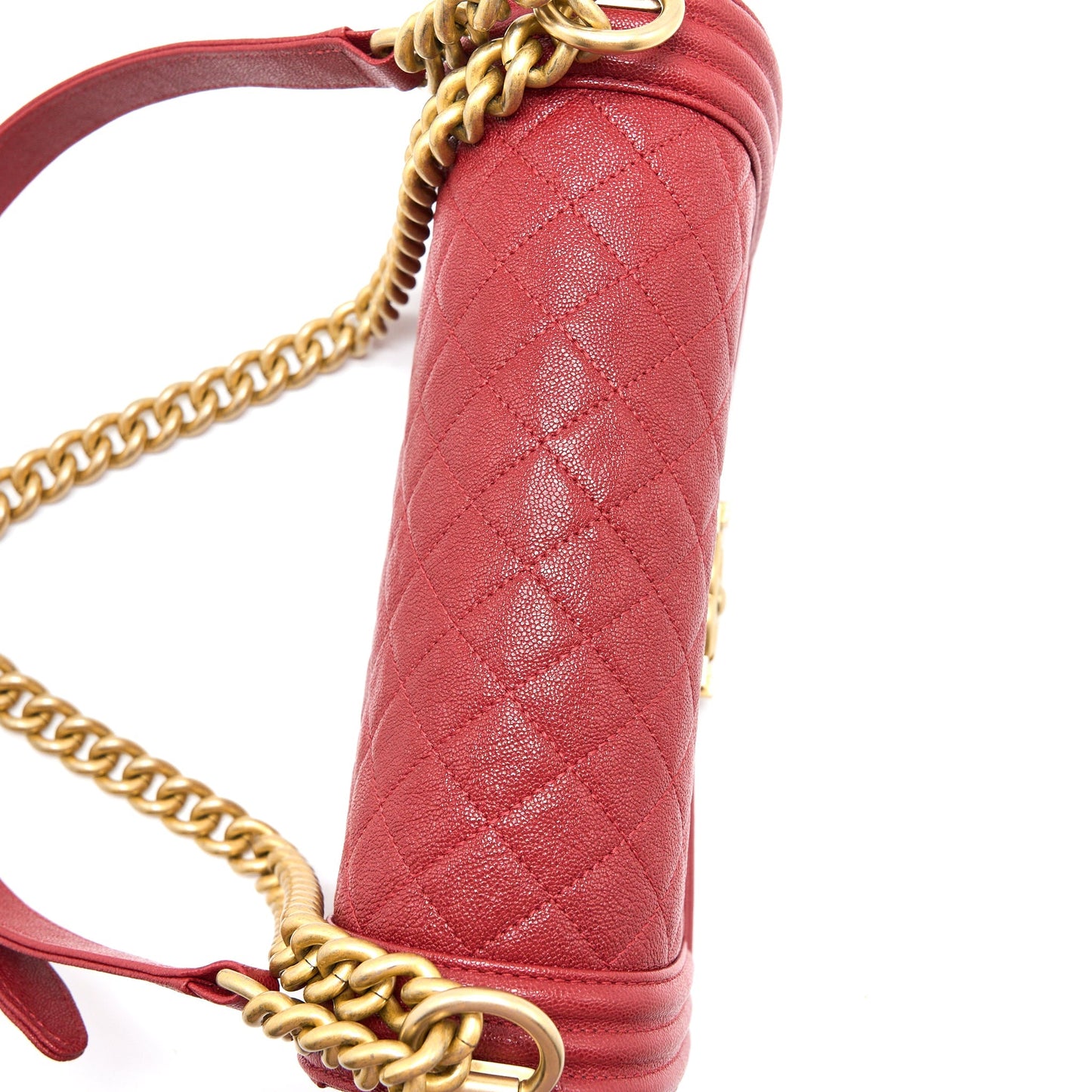Chanel Medium Boy Bag Grained Calfskin Red Brushed