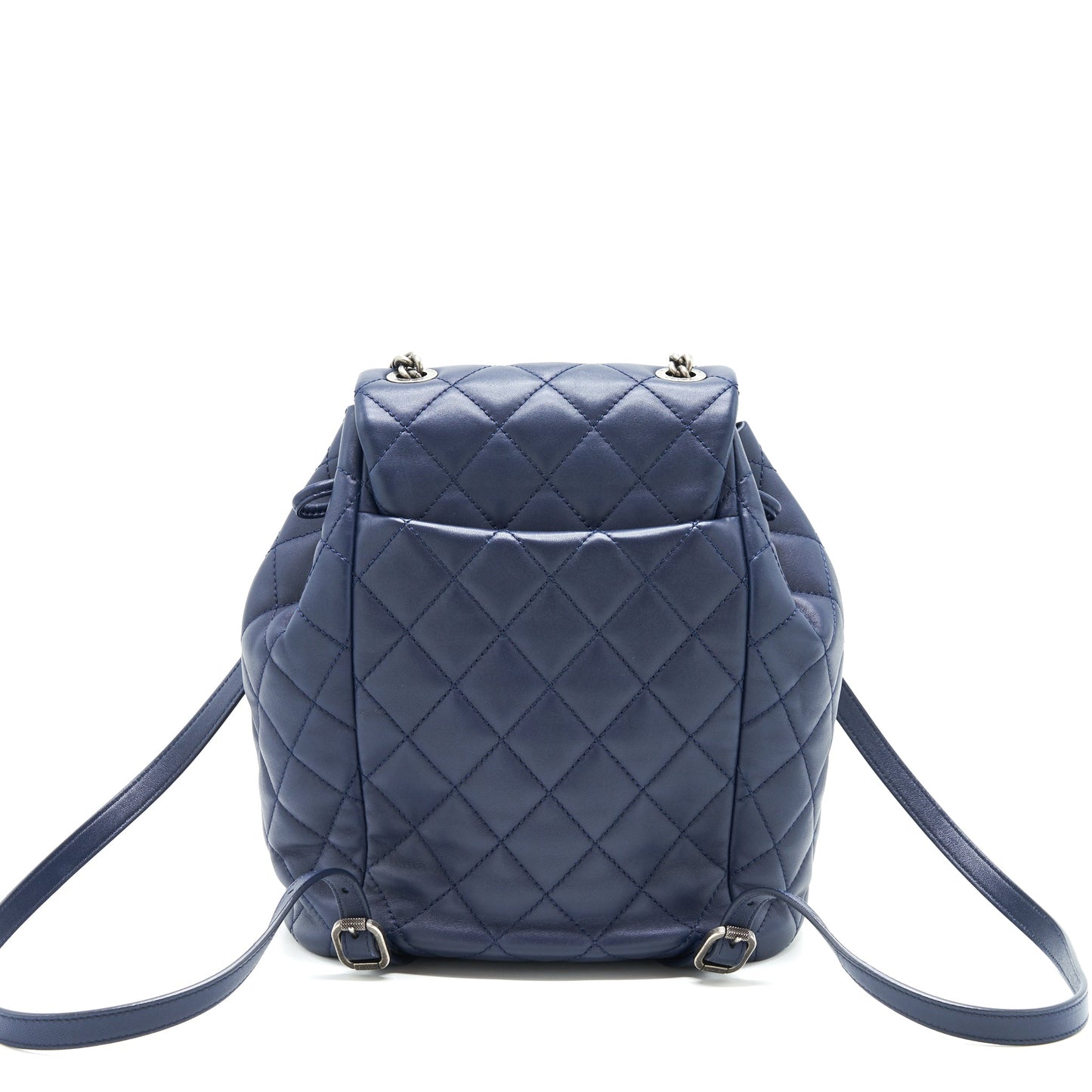 Chanel Quilted Backpack Navy Blue Ruthenium