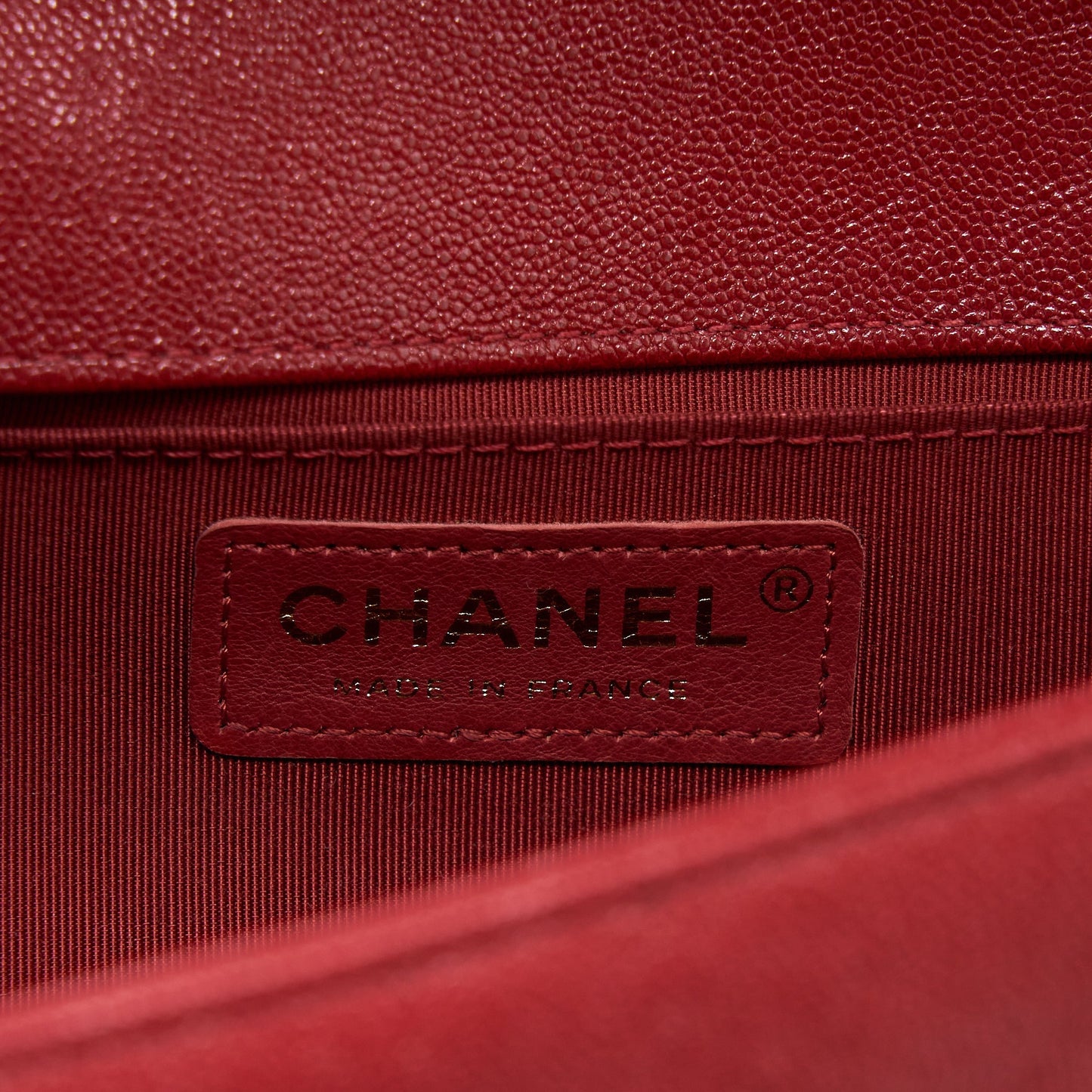 Chanel Medium Boy Bag Grained Calfskin Red Brushed