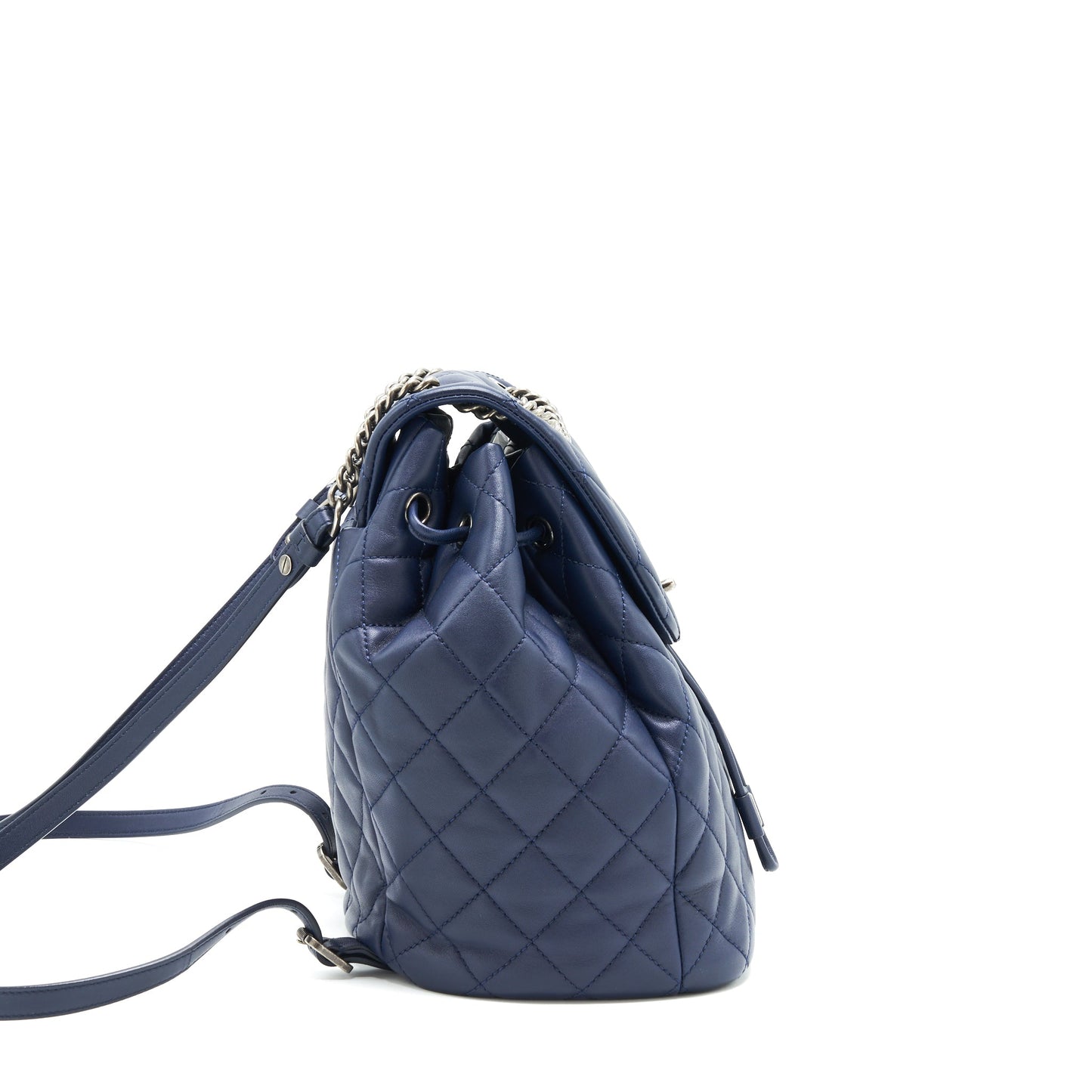 Chanel Quilted Backpack Navy Blue Ruthenium
