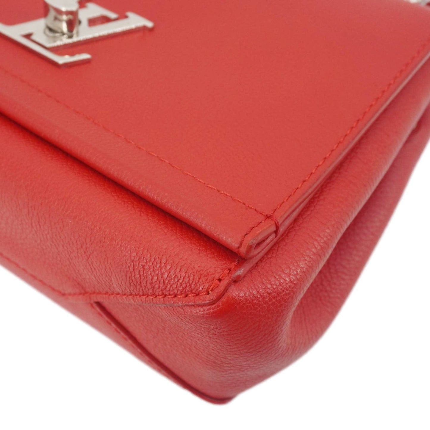 LOUIS VUITTON Lockme II BB  Pebbled Leather Crossbody Bag Rubis