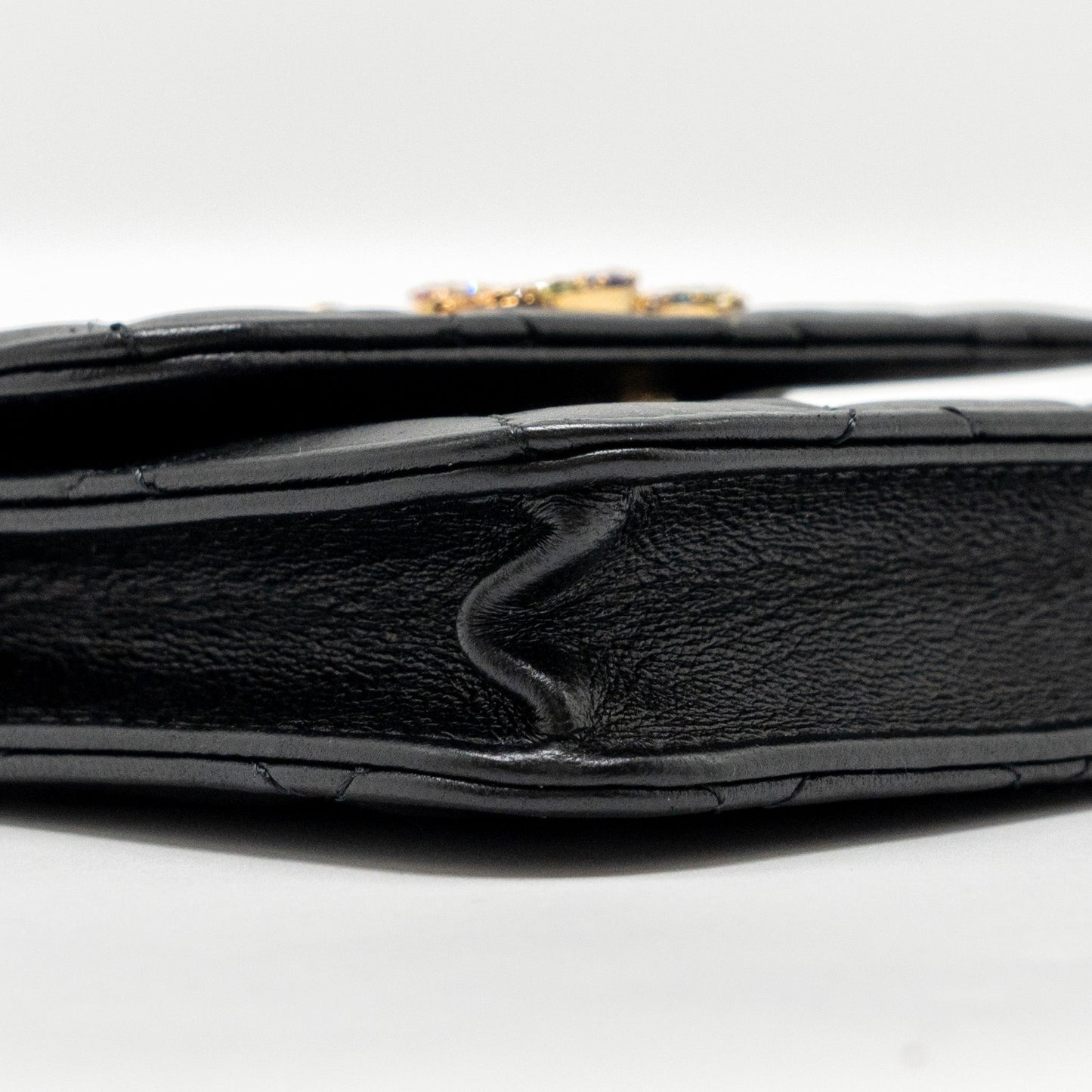Chanel Zirconium Flap Clutch/Card Holder with Chain Lambskin Black