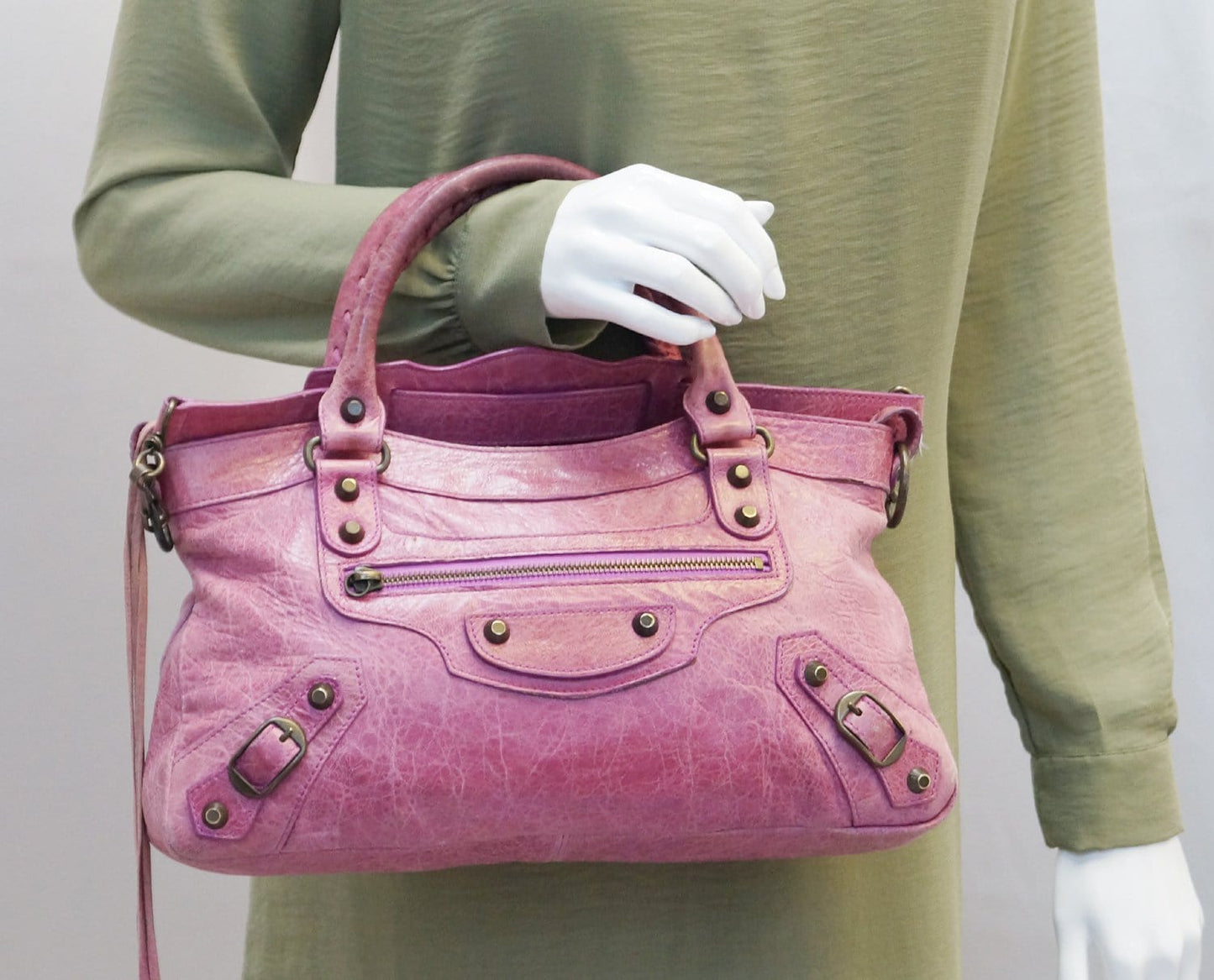 BALENCIAGA Arena Leather Giant Mini City Satchel Bag