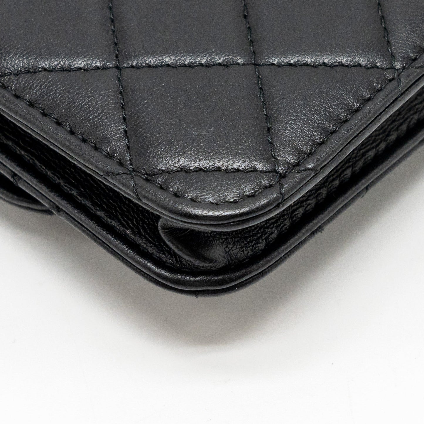 Chanel Zirconium Flap Clutch/Card Holder with Chain Lambskin Black