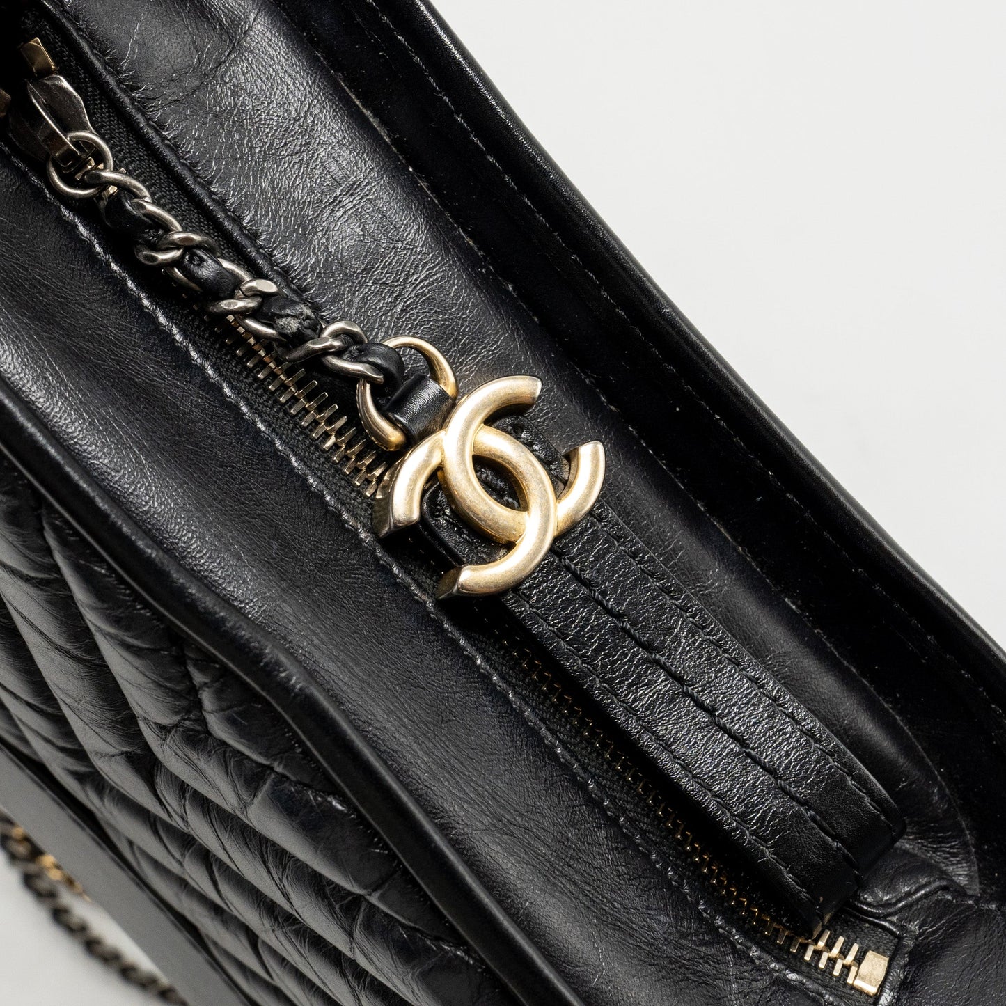 Chanel Small Gabrielle Hobo Bag Chevron Calfskin Black Multicolour Hardware