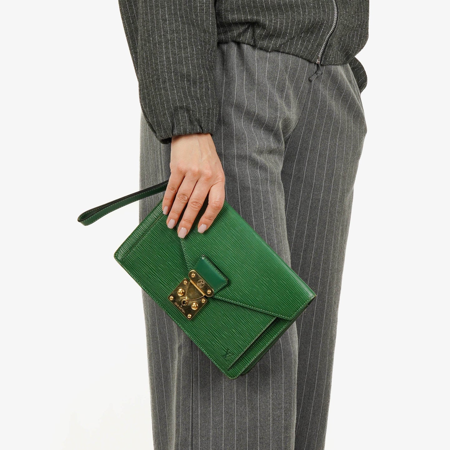 Louis Vuitton Pochette Sellier Dragonne Green Epi Clutch