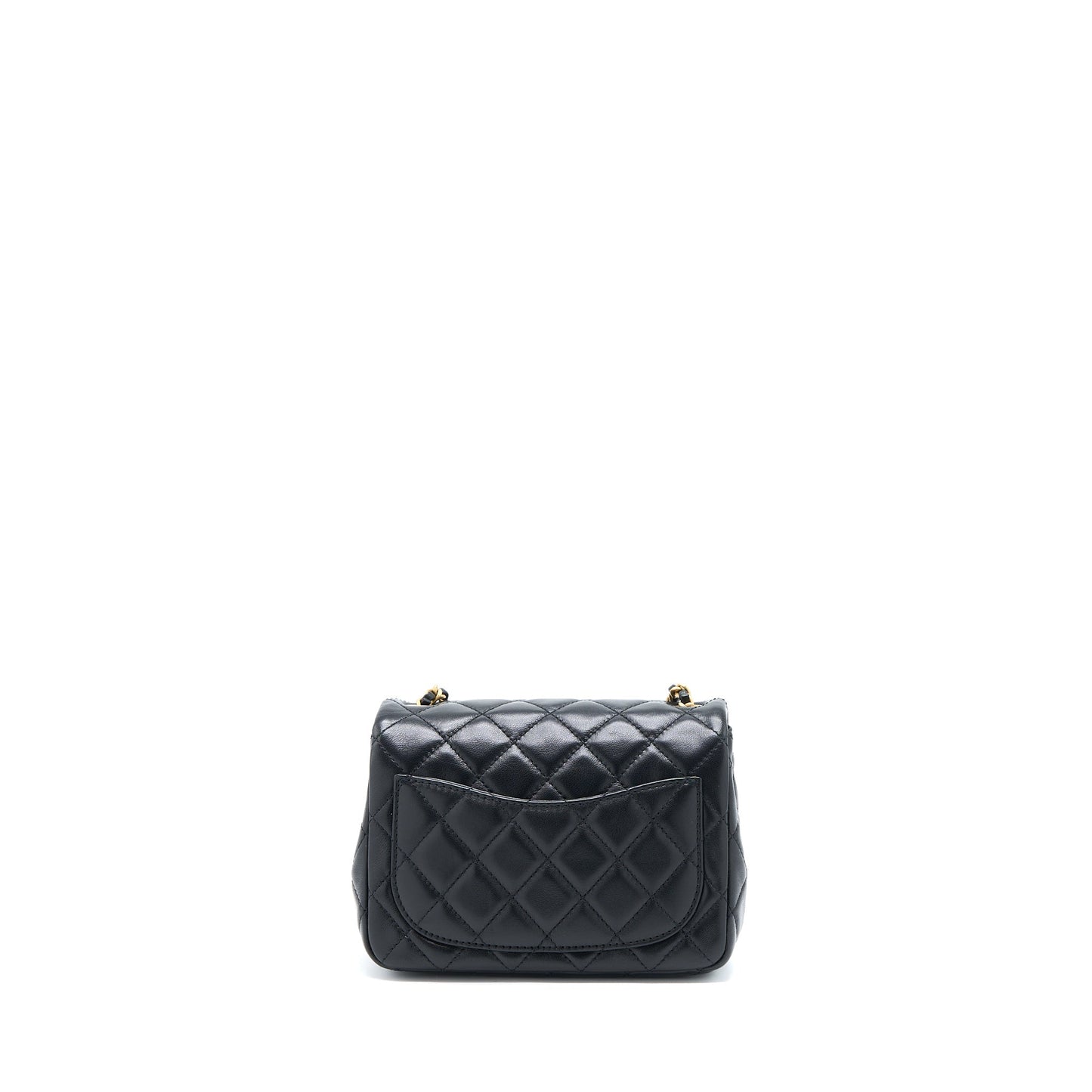 Chanel 22S Pearl Crush Mini Square Flap Bag Lambskin Black (Microchip)