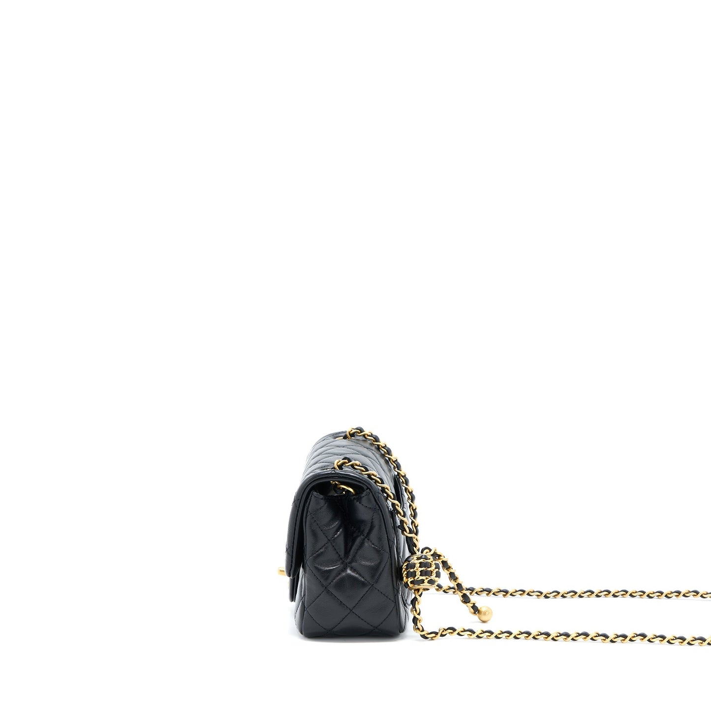 Chanel 22S Pearl Crush Mini Square Flap Bag Lambskin Black (Microchip)