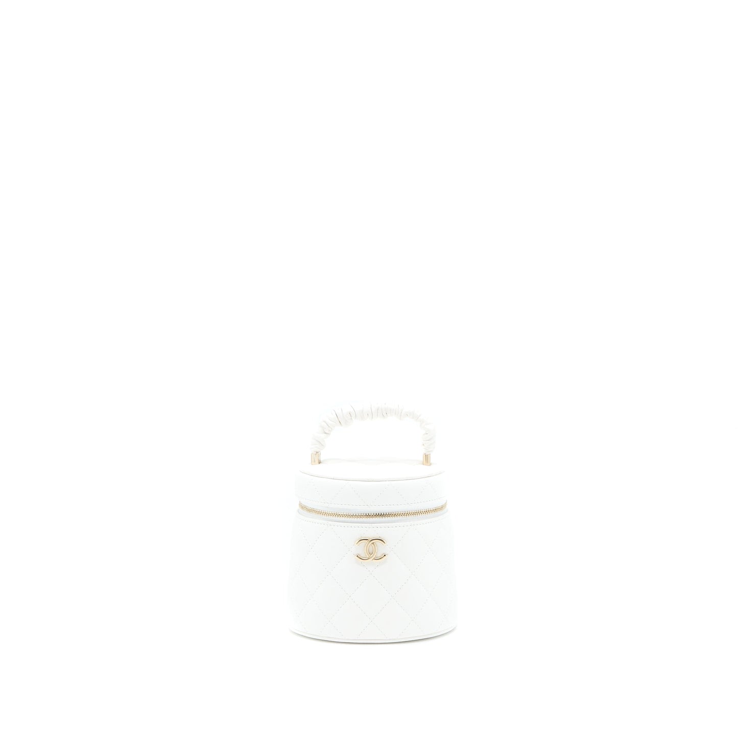 Chanel Top Handle Vanity Case Lambskin White