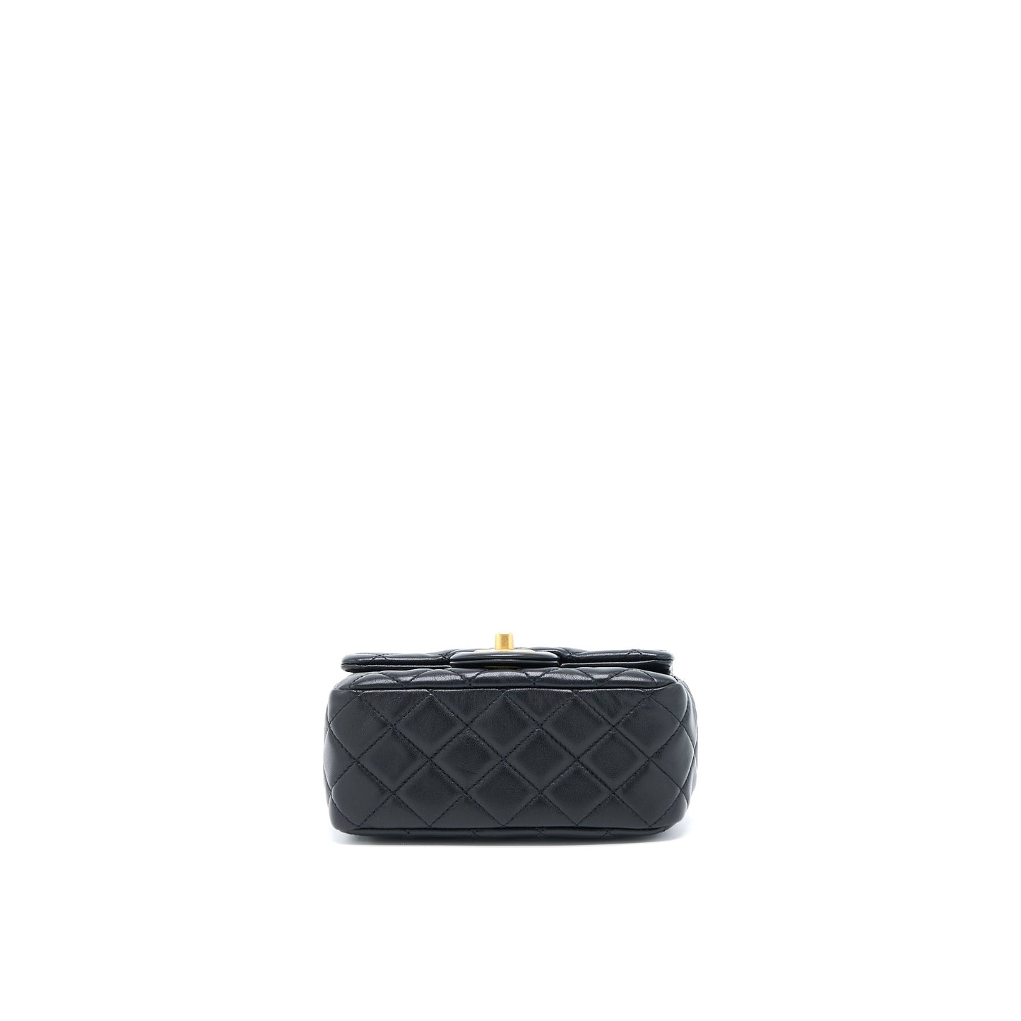 Chanel 22S Pearl Crush Mini Square Flap Bag Lambskin Black (Microchip)