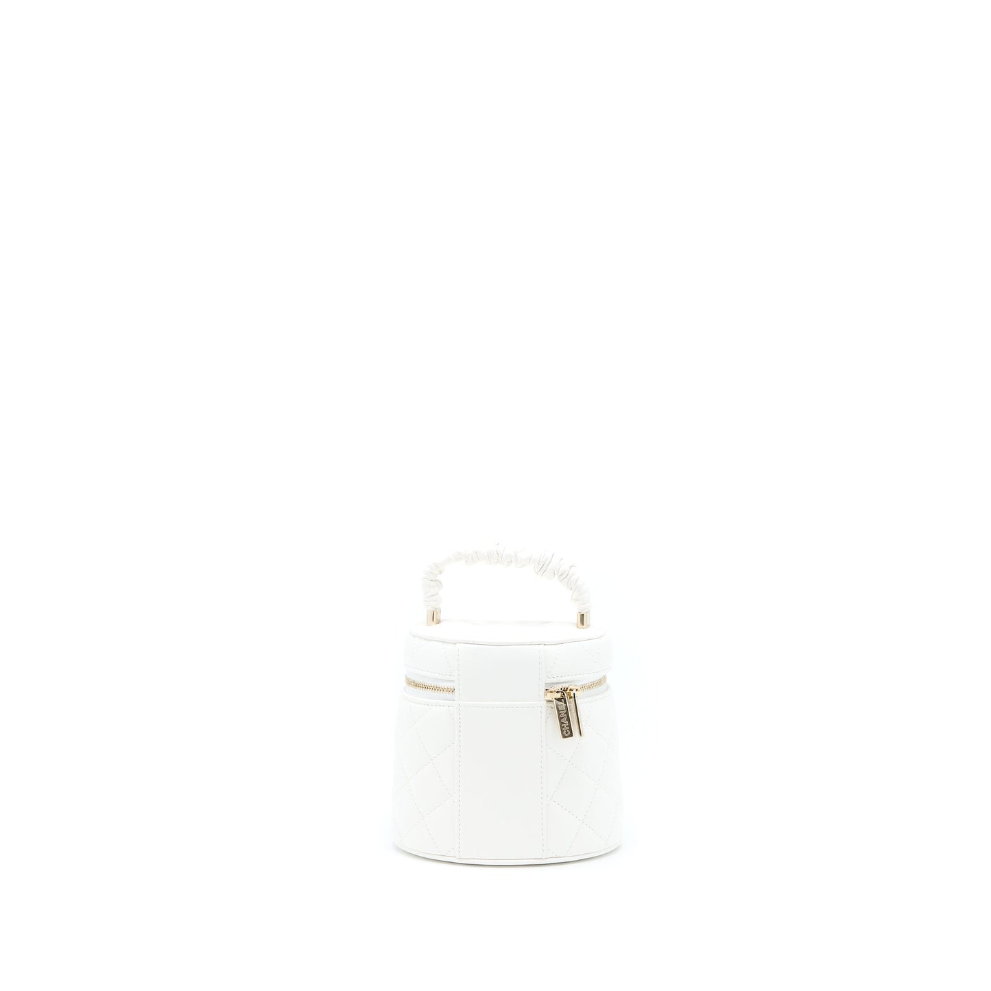 Chanel Top Handle Vanity Case Lambskin White