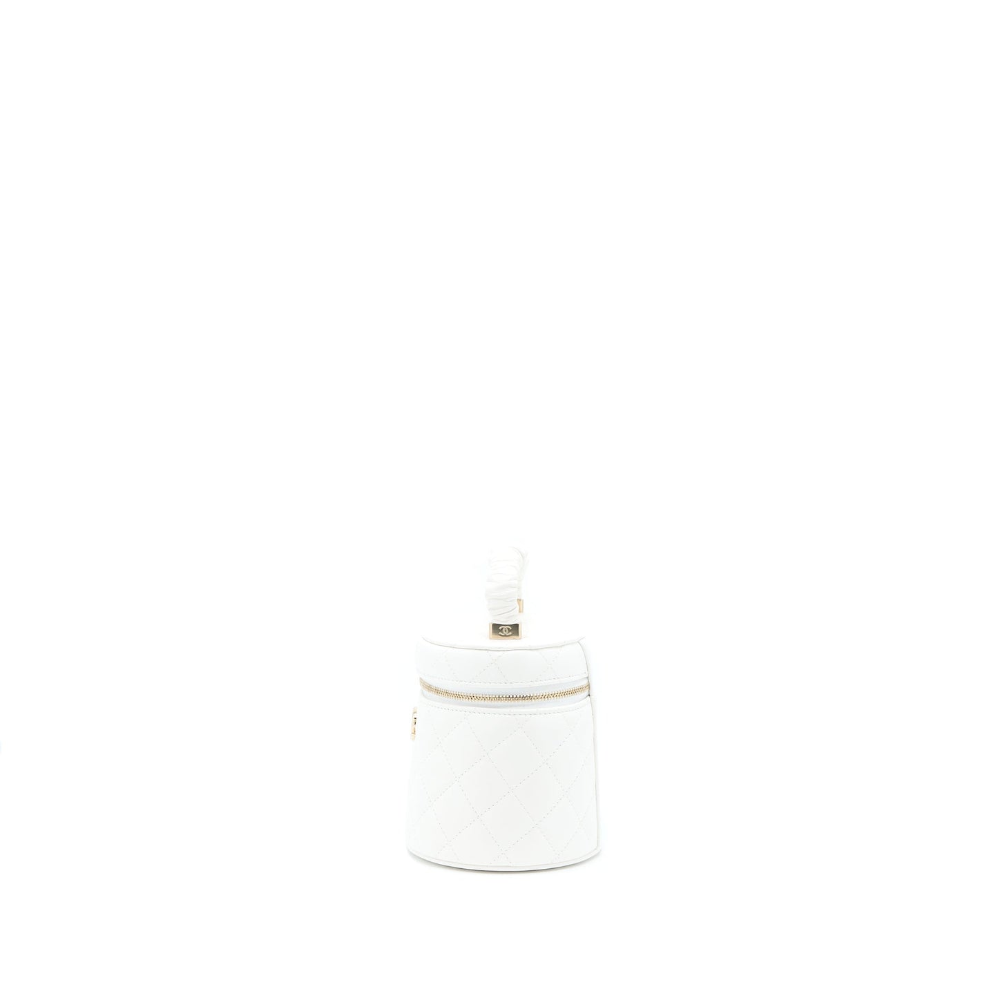 Chanel Top Handle Vanity Case Lambskin White