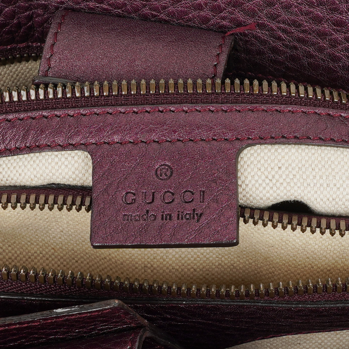 Gucci Purple Pebbled Calfskin Medium Bamboo Shopper Tote Bag