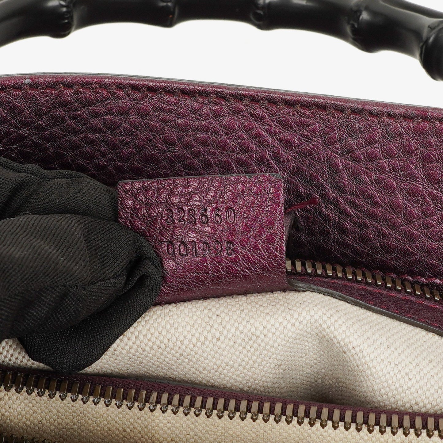 Gucci Purple Pebbled Calfskin Medium Bamboo Shopper Tote Bag