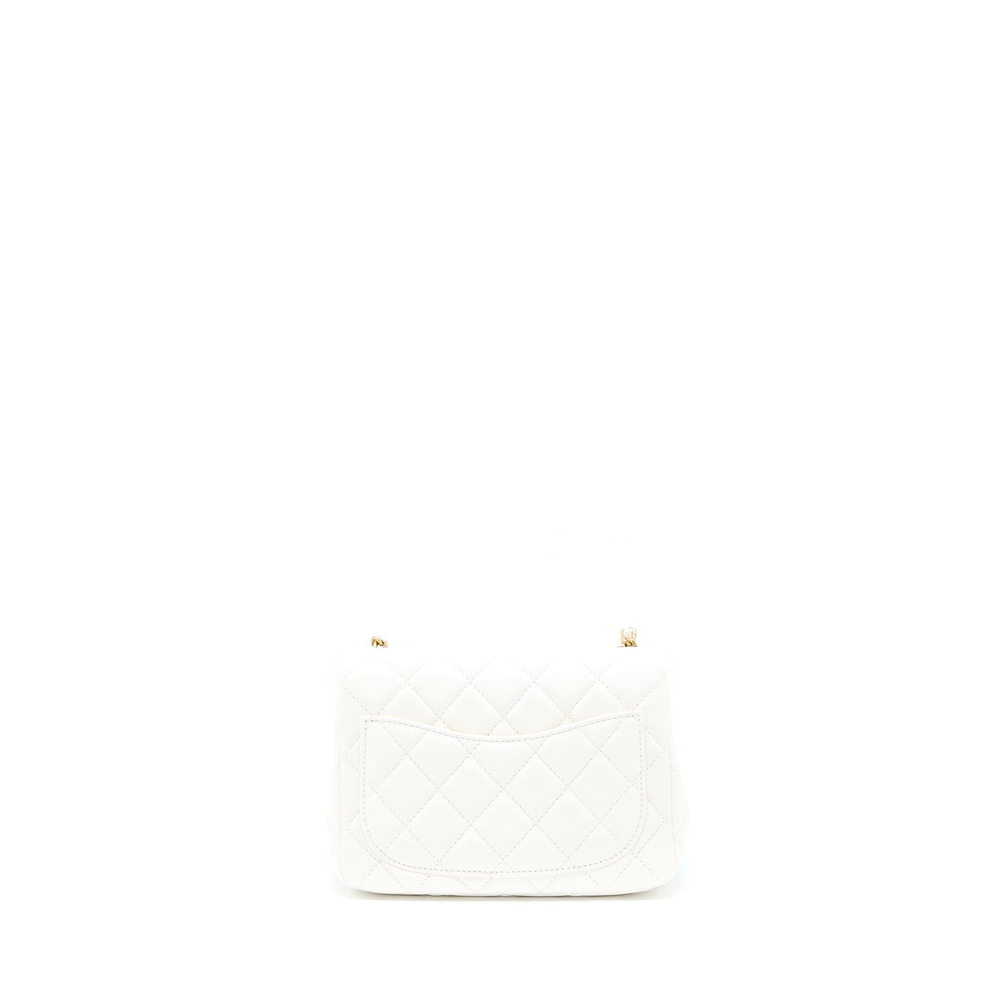 Chanel Pearl Crush Mini Square Lambskin White Brushed  (Microchip)