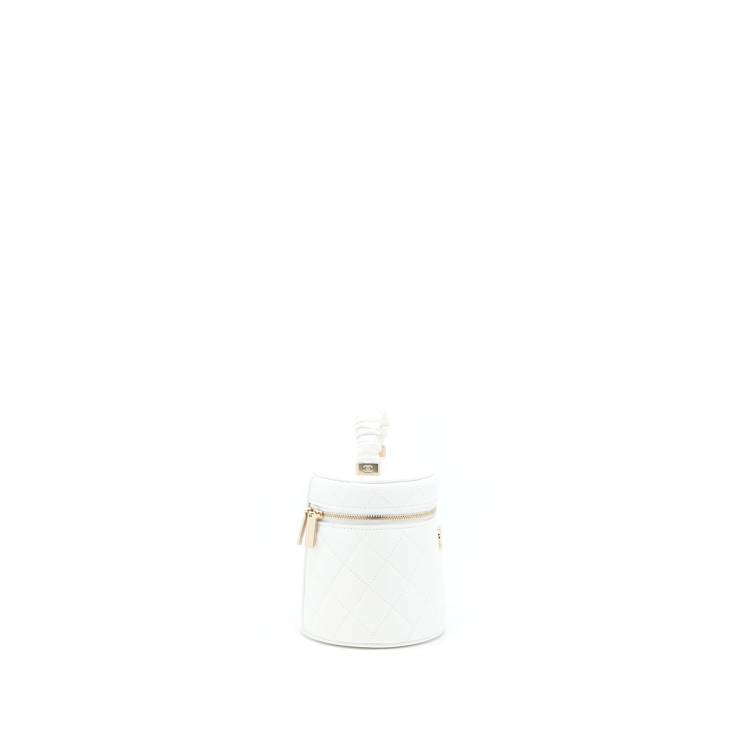 Chanel Top Handle Vanity Case Lambskin White