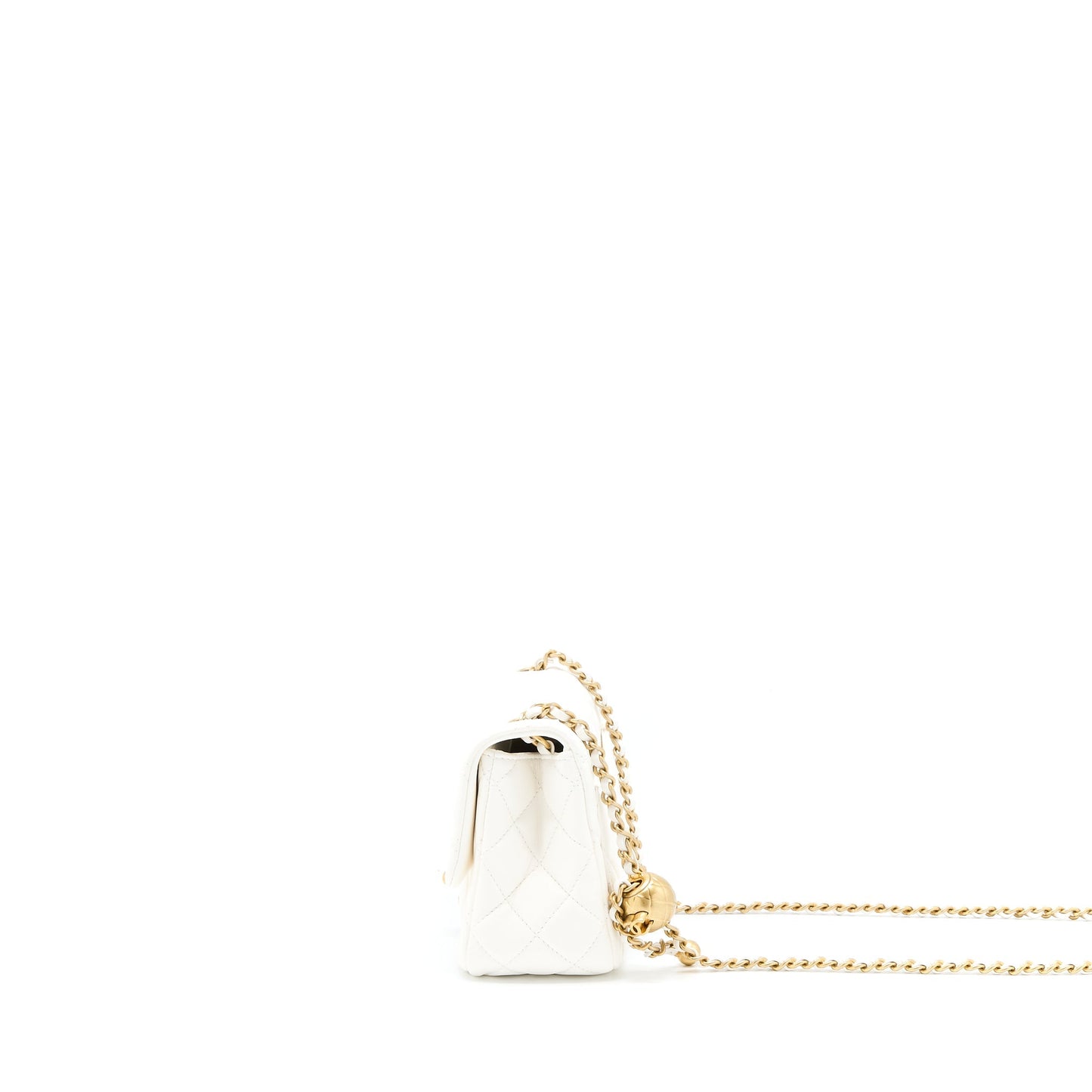 Chanel Pearl Crush Mini Square Lambskin White Brushed  (Microchip)
