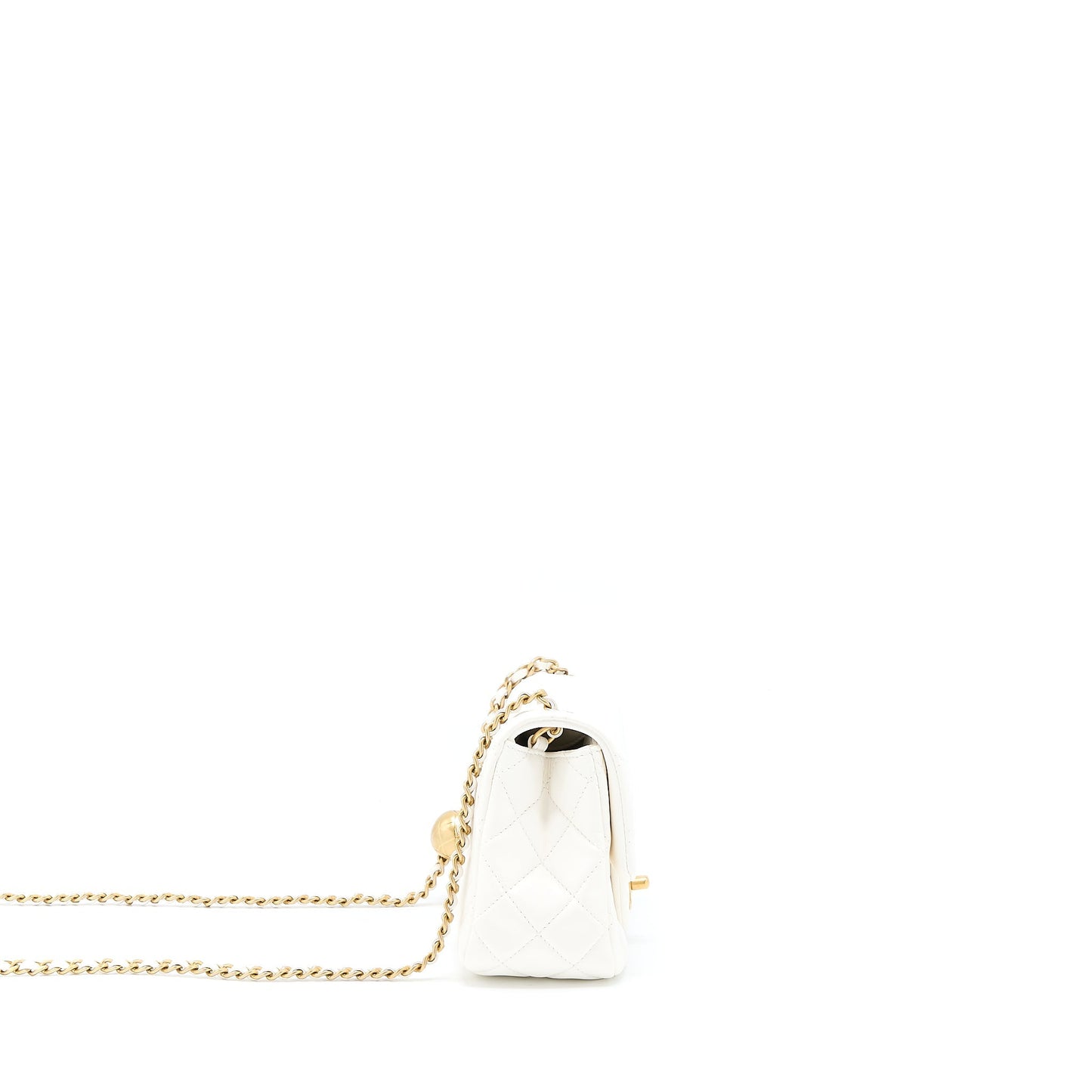 Chanel Pearl Crush Mini Square Lambskin White Brushed  (Microchip)