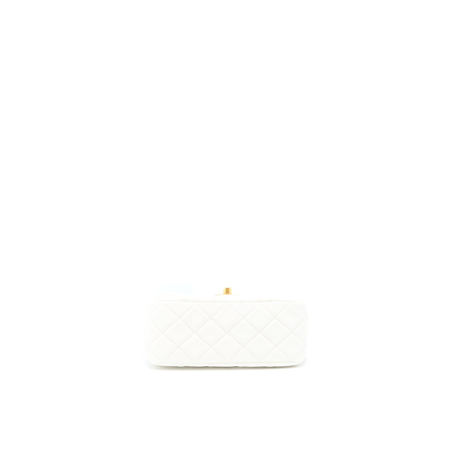 Chanel Pearl Crush Mini Square Lambskin White Brushed  (Microchip)