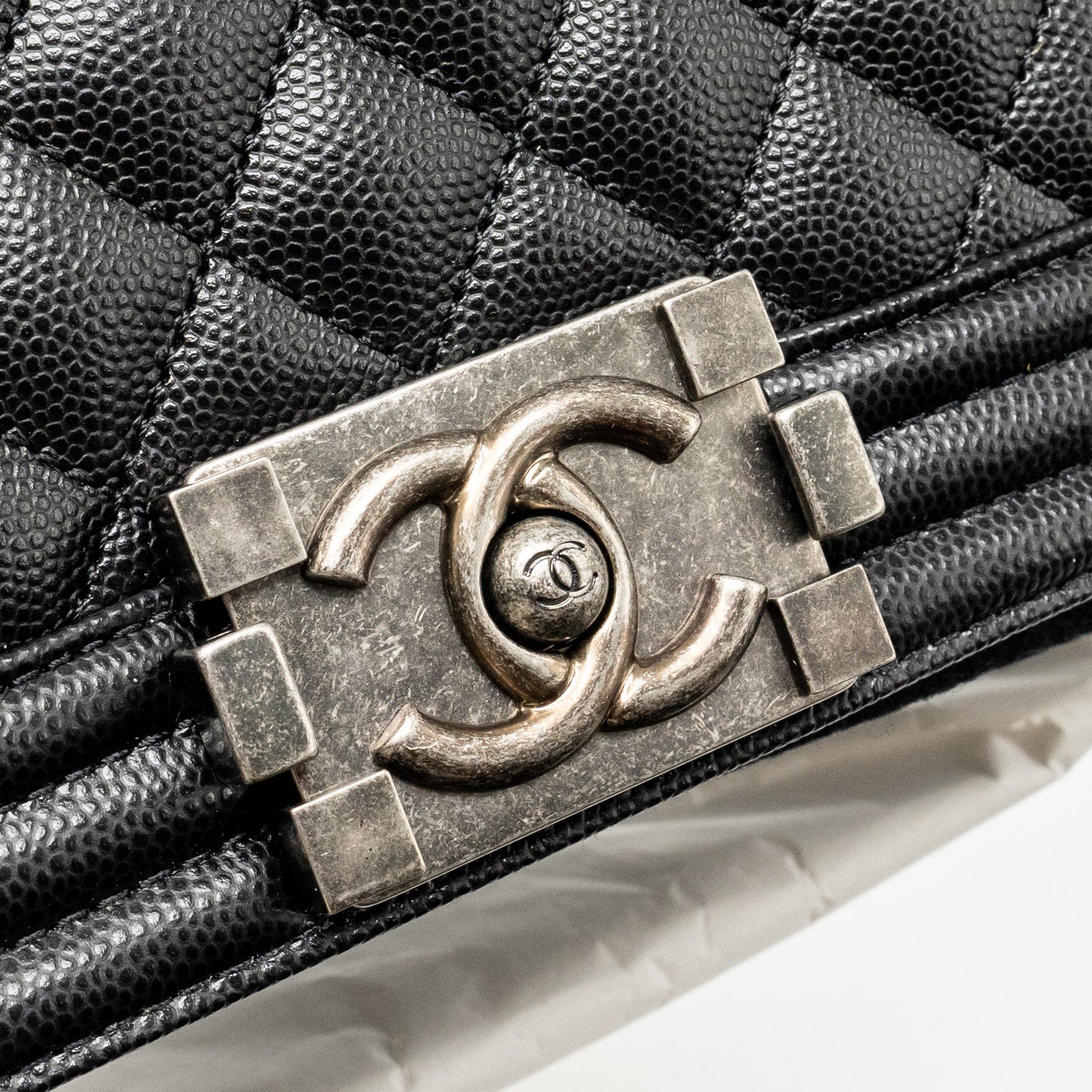 Chanel Small Boy Bag Caviar BLACK Ruthenium  (Microchip)