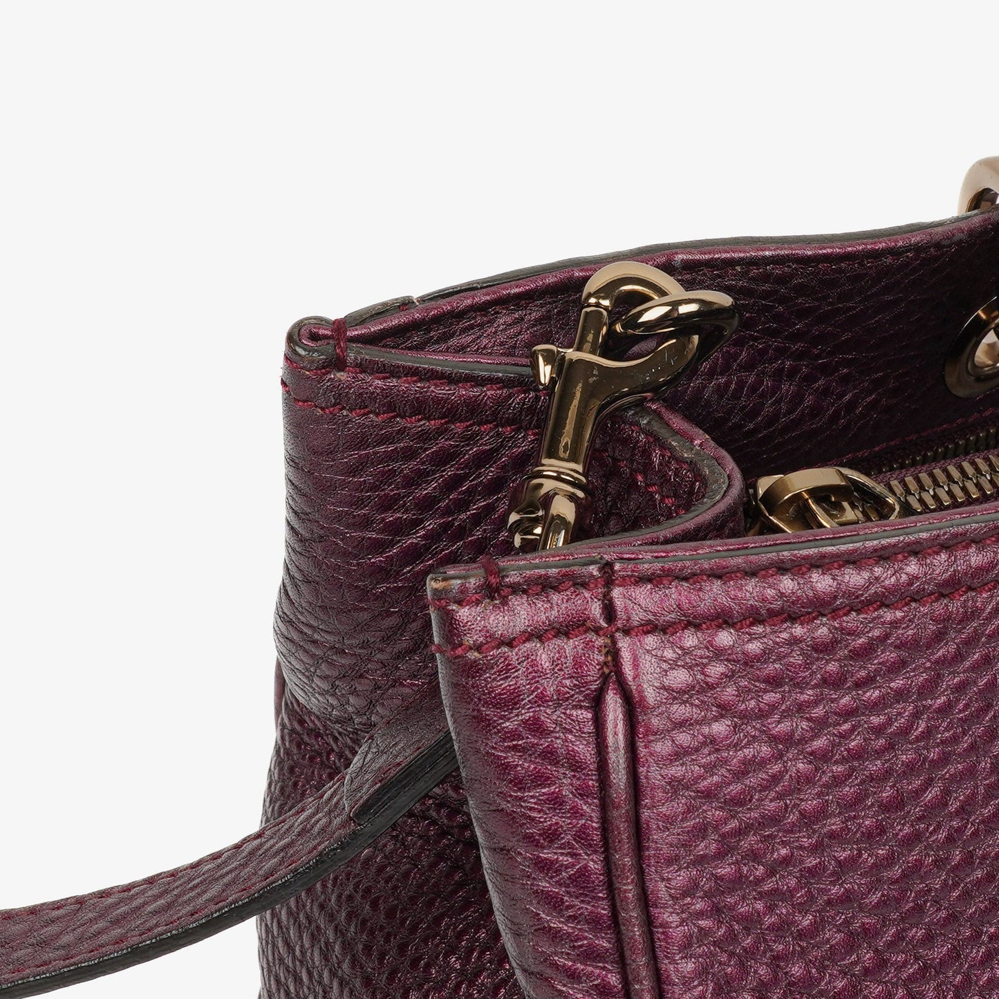 Gucci Purple Pebbled Calfskin Medium Bamboo Shopper Tote Bag