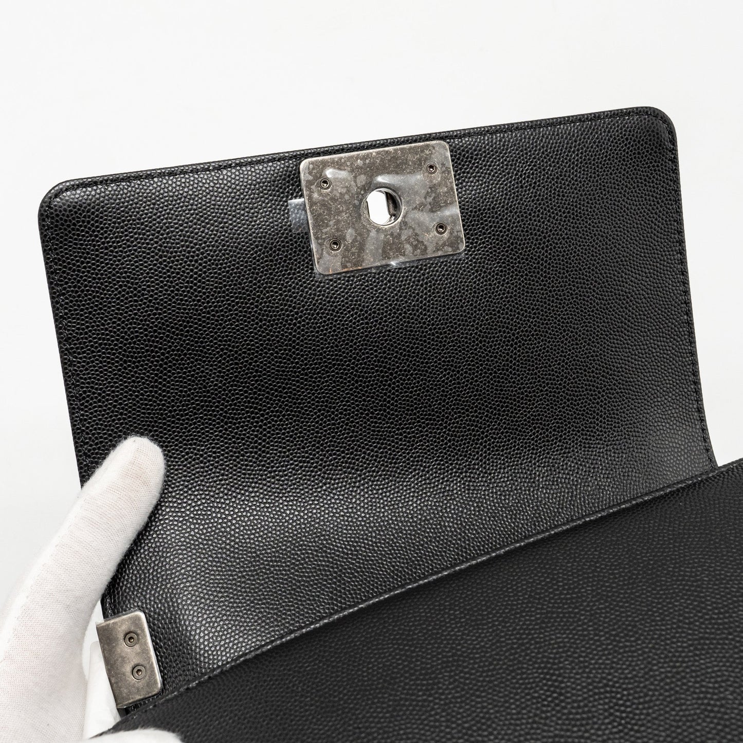 Chanel Small Boy Bag Caviar BLACK Ruthenium  (Microchip)