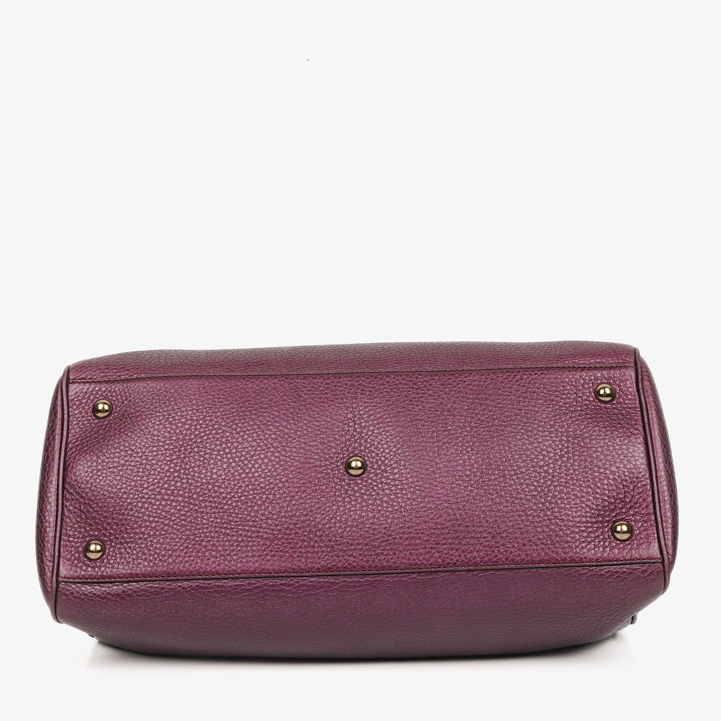 Gucci Purple Pebbled Calfskin Medium Bamboo Shopper Tote Bag