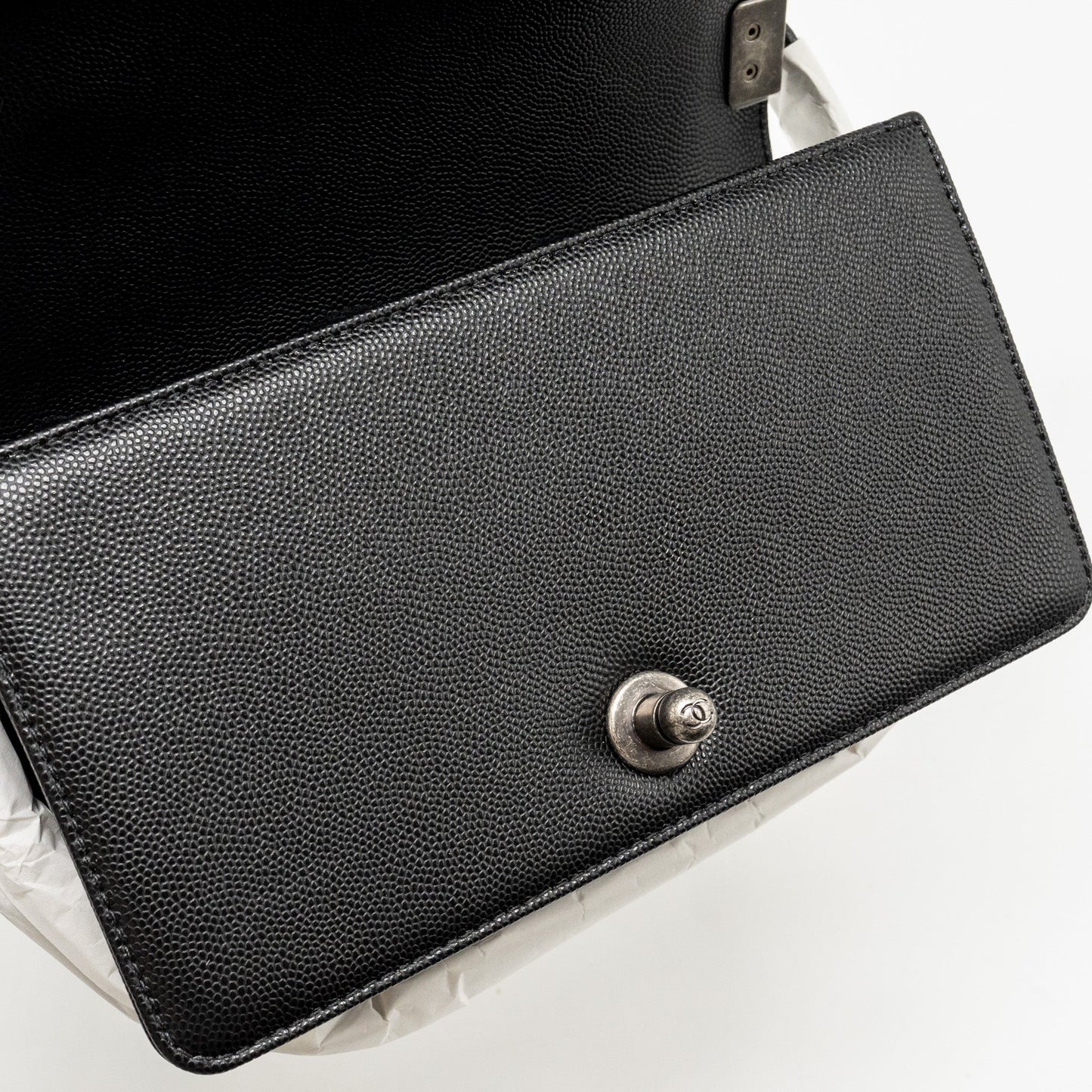 Chanel Small Boy Bag Caviar BLACK Ruthenium  (Microchip)