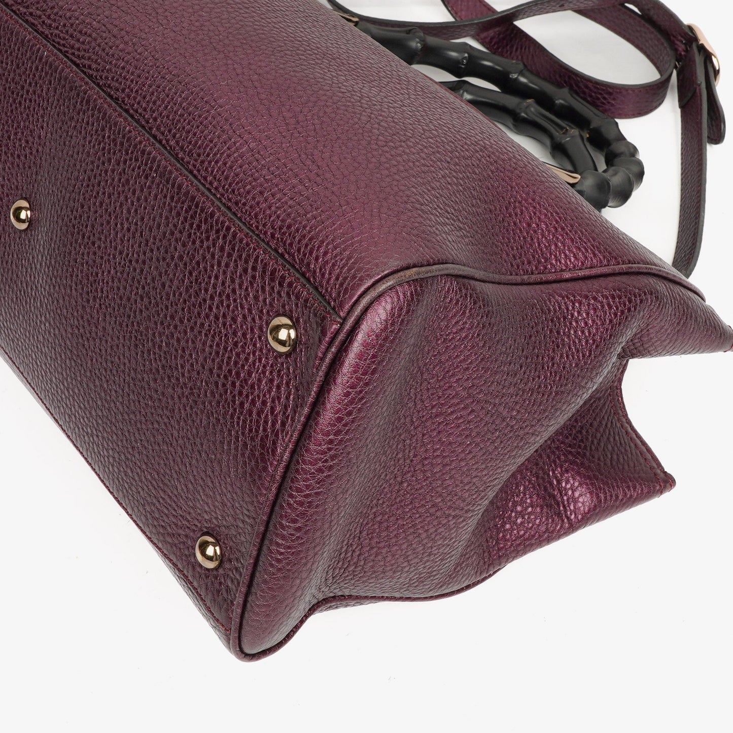 Gucci Purple Pebbled Calfskin Medium Bamboo Shopper Tote Bag