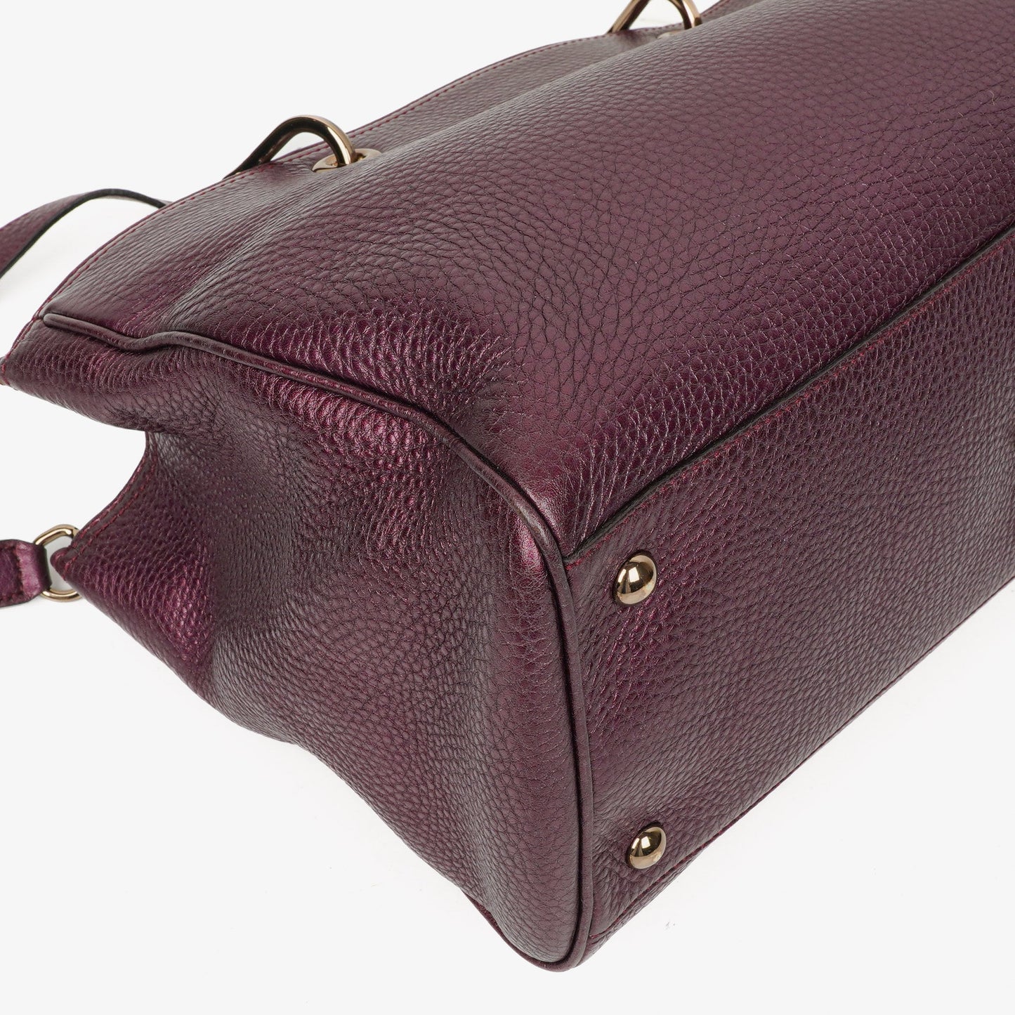 Gucci Purple Pebbled Calfskin Medium Bamboo Shopper Tote Bag