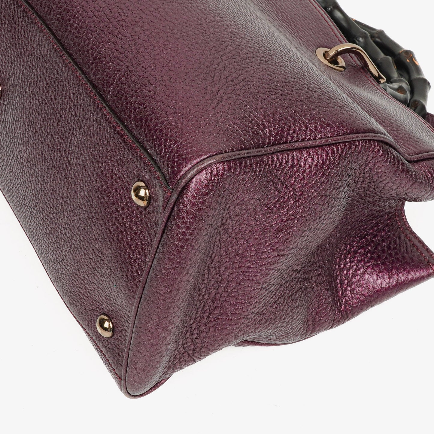 Gucci Purple Pebbled Calfskin Medium Bamboo Shopper Tote Bag
