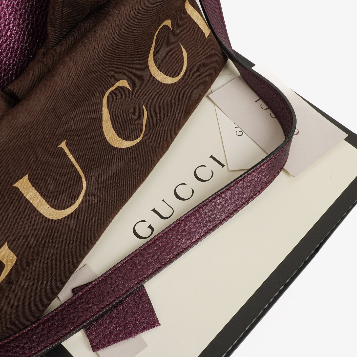 Gucci Purple Pebbled Calfskin Medium Bamboo Shopper Tote Bag