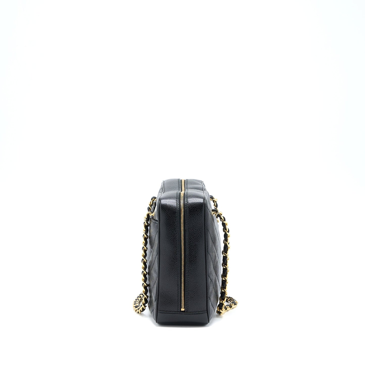 Chanel  Camera Chevron Tote Bag Caviar Black