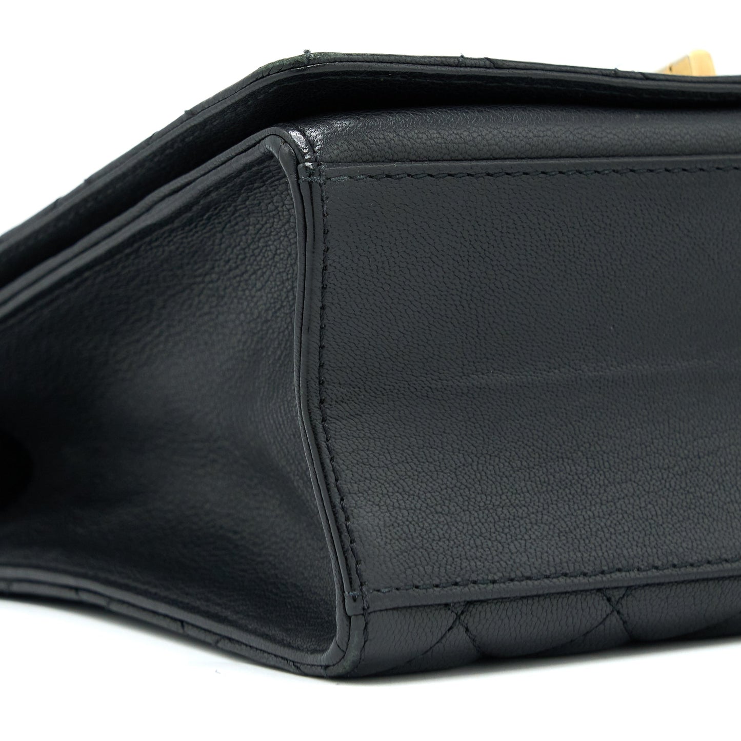 Chanel Rita Top Handle Flap Bag Grained Goatskin Black Brushed