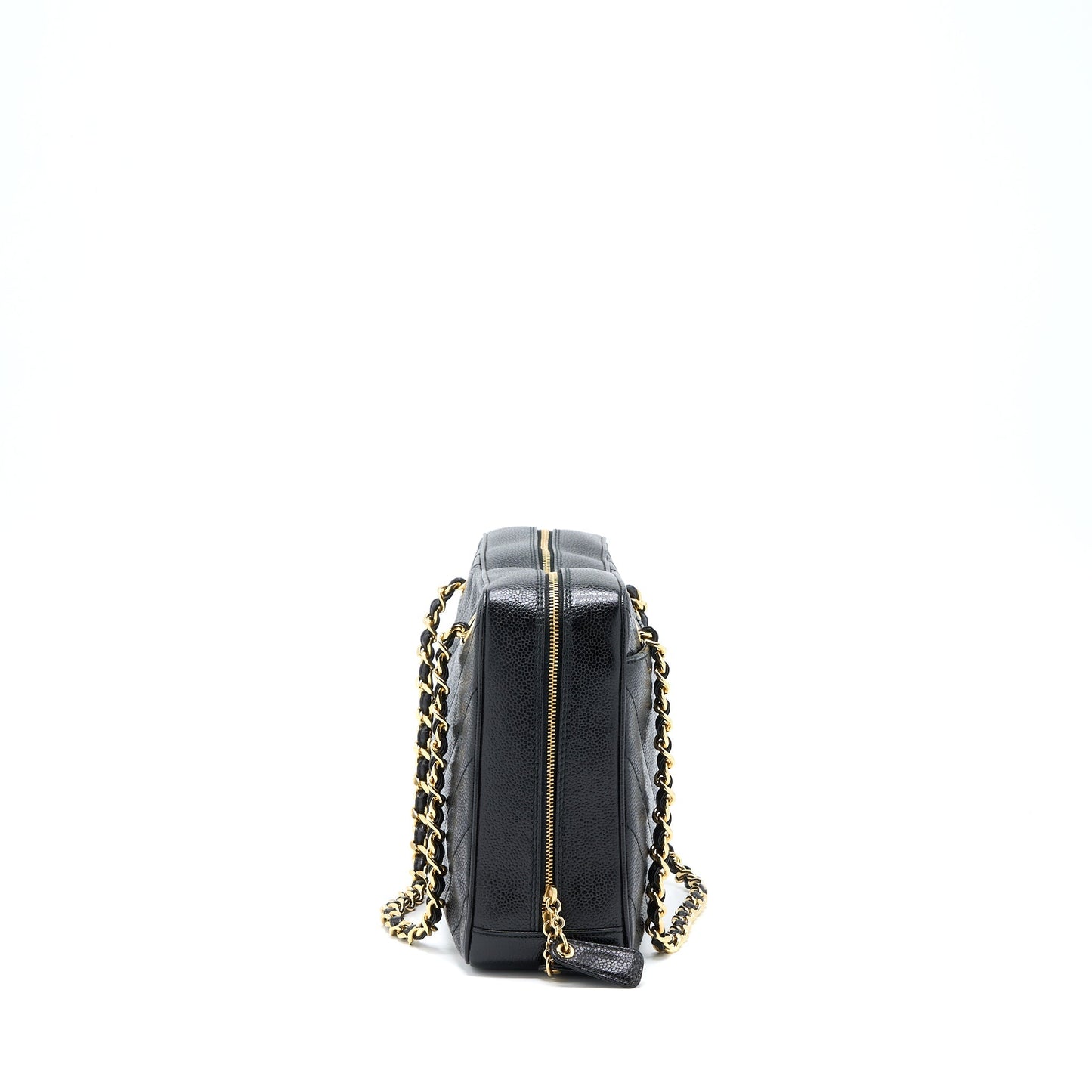 Chanel  Camera Chevron Tote Bag Caviar Black