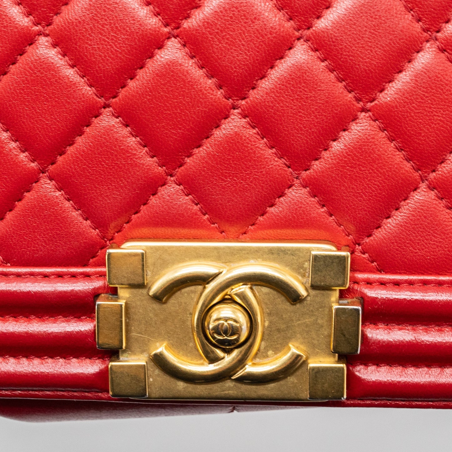 Chanel Medium Boy Bag Lambskin Red Brushed