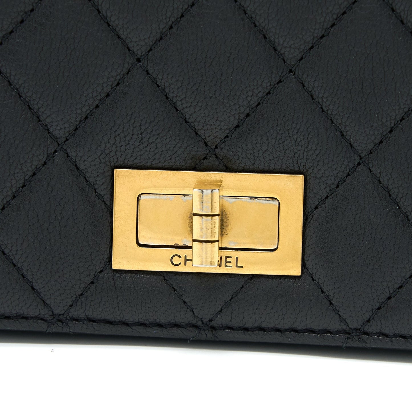 Chanel Rita Top Handle Flap Bag Grained Goatskin Black Brushed