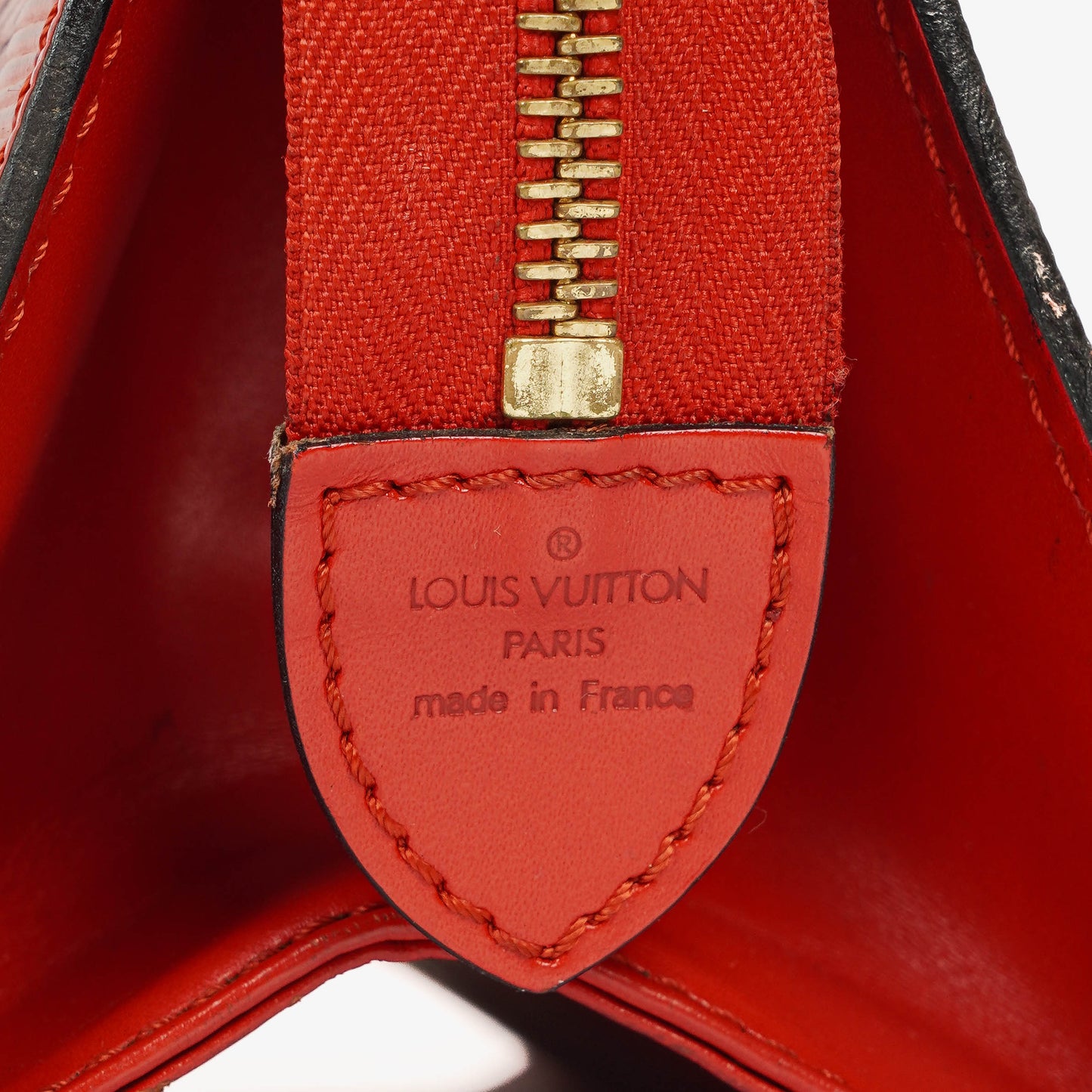 Louis Vuitton Triangle Red EPI Leather Handbag