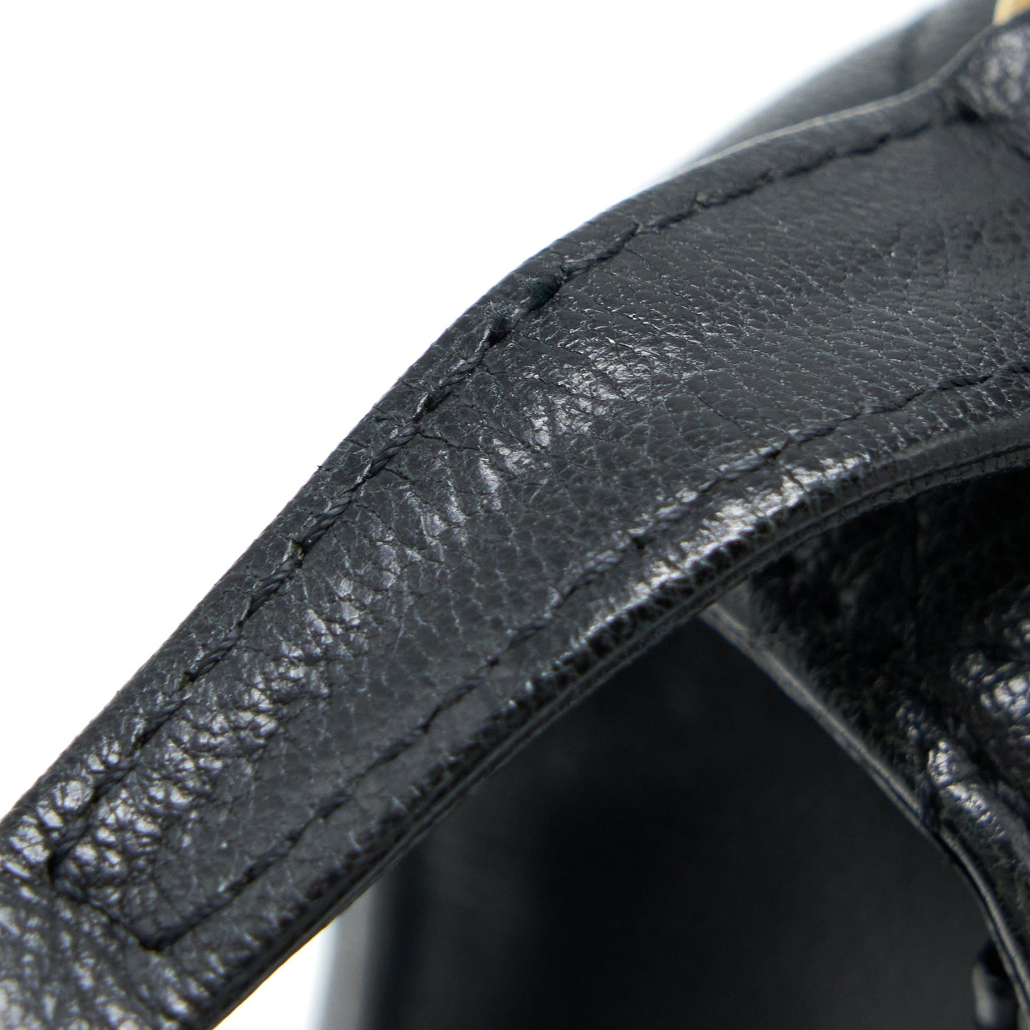 Chanel Rita Top Handle Flap Bag Grained Goatskin Black Brushed