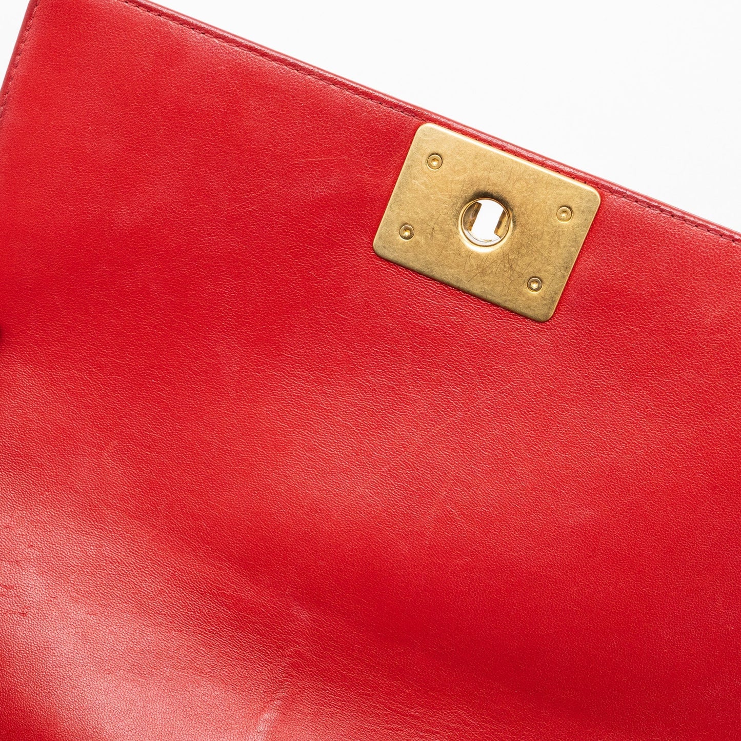 Chanel Medium Boy Bag Lambskin Red Brushed