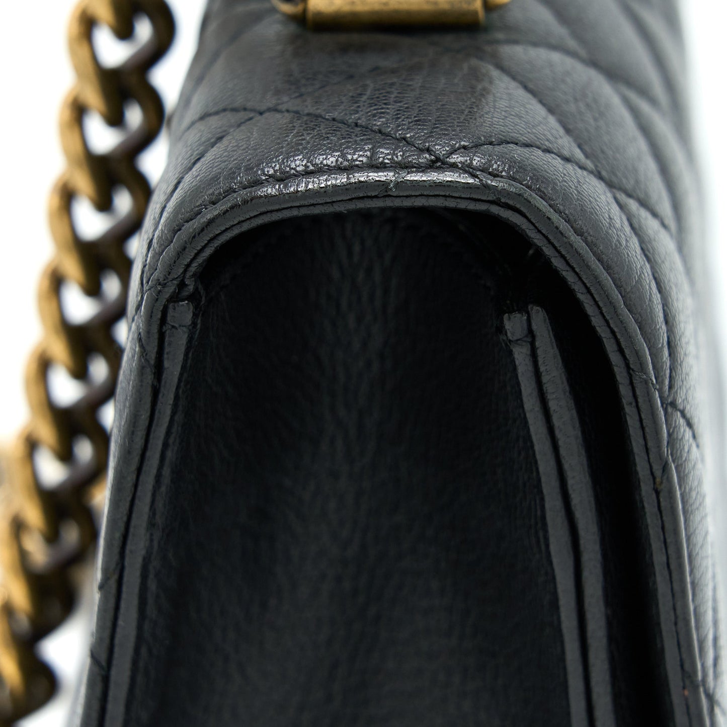 Chanel Rita Top Handle Flap Bag Grained Goatskin Black Brushed