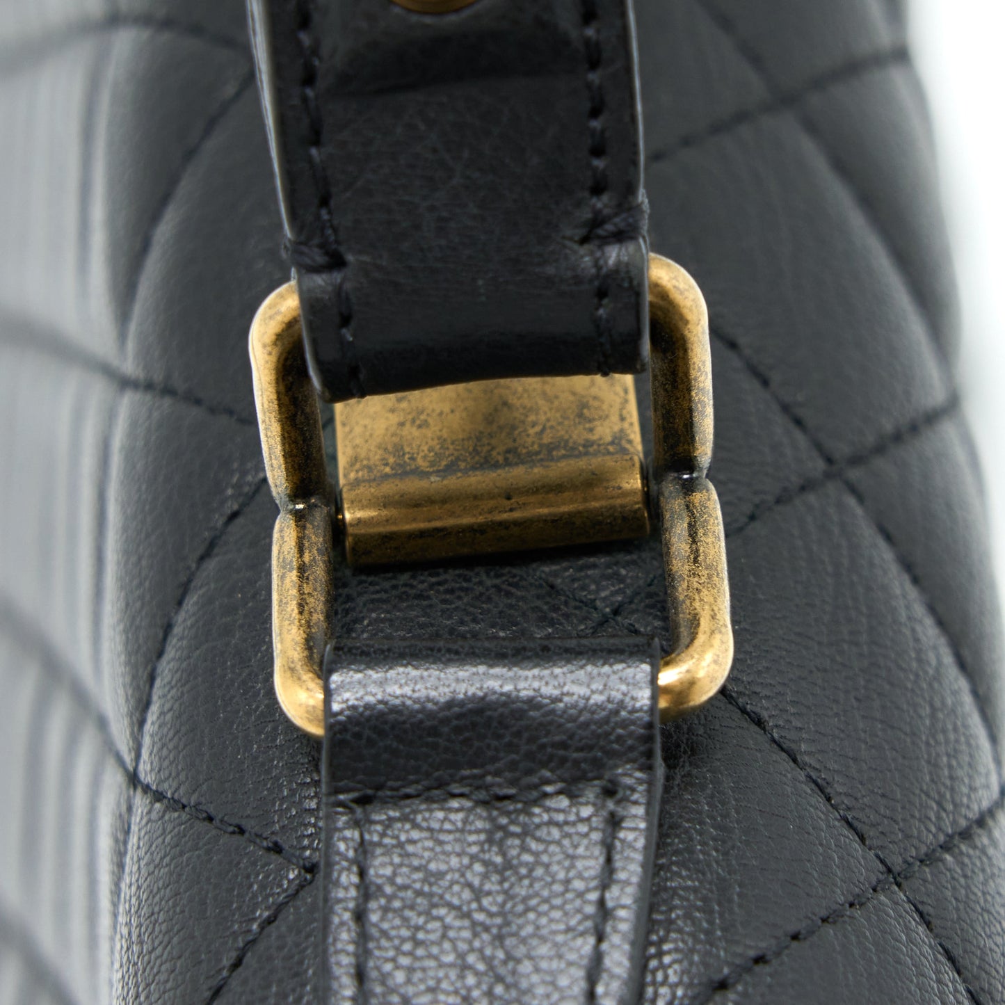 Chanel Rita Top Handle Flap Bag Grained Goatskin Black Brushed