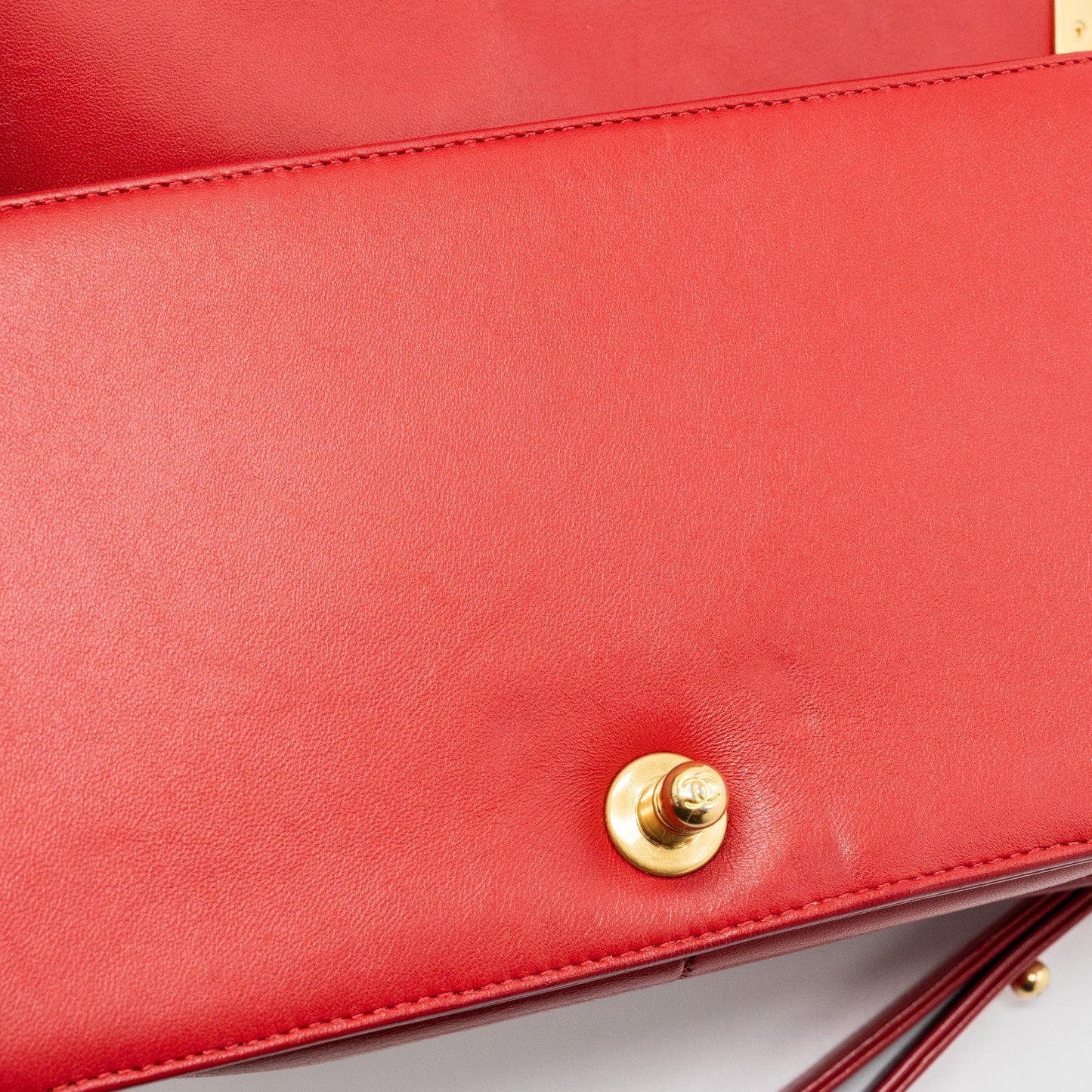 Chanel Medium Boy Bag Lambskin Red Brushed