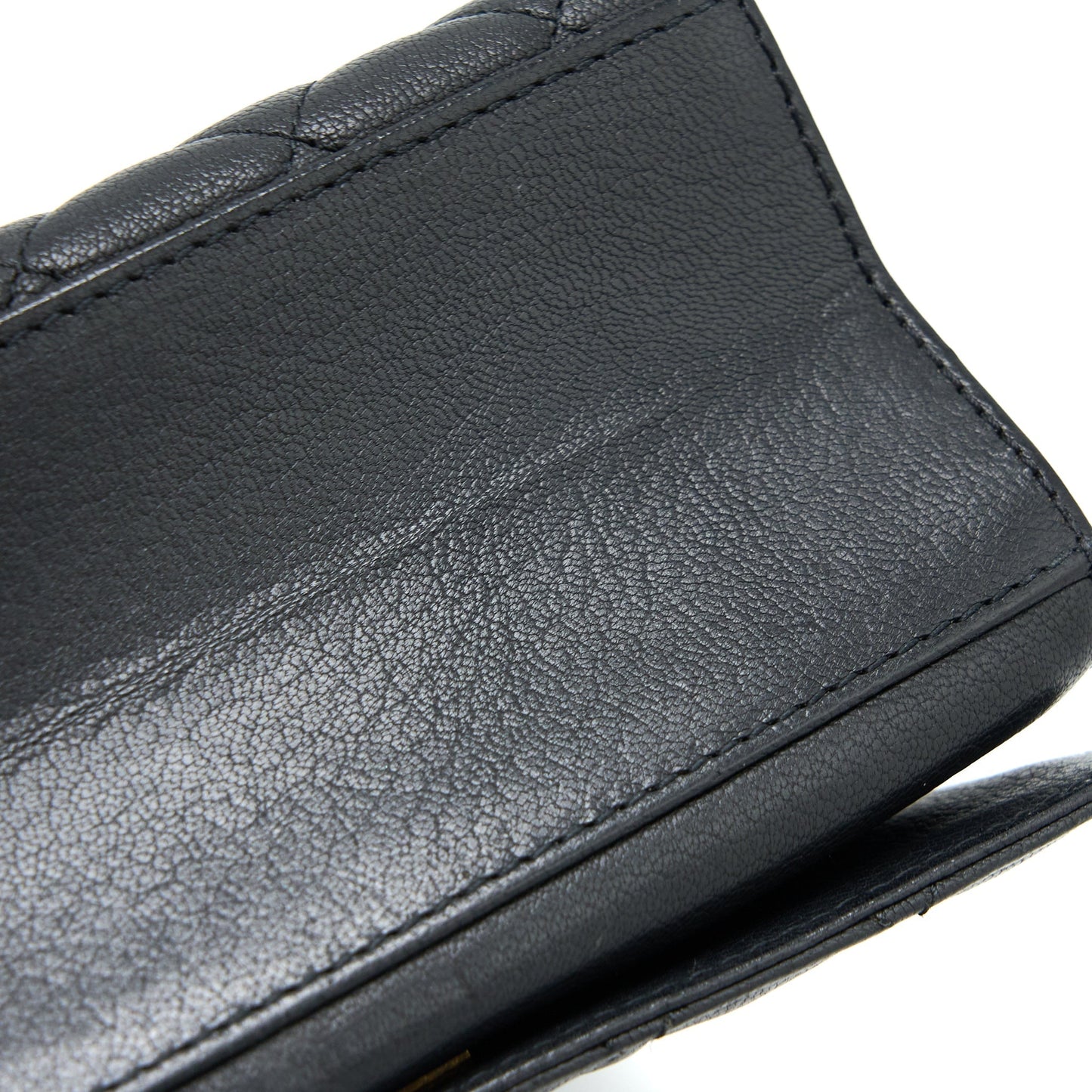 Chanel Rita Top Handle Flap Bag Grained Goatskin Black Brushed